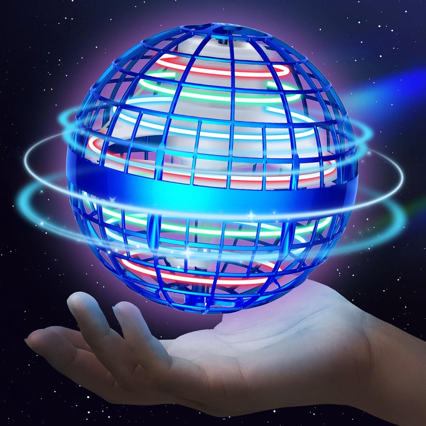 Sosuy 2025 Flying Orb Ball Toy - Novelty Hover Balls Galaxy Boomerang Hand Drone Orbit Magic Floating Ball Mini Outdoor Fidget Stocking Stuffer for Boys Girls Teens Kids Father's Day（Blue）