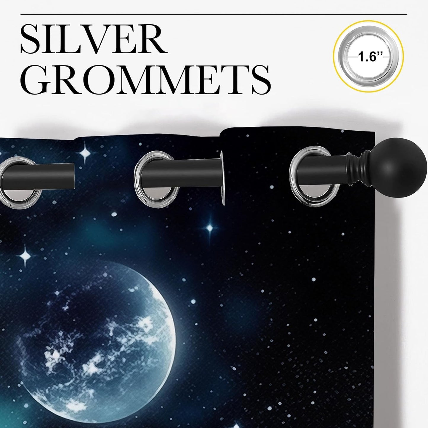Wolf Blackout Curtains for Boys Girl Bedroom Decor,Starry Sky Howling Wolf Under The Full Moon Thermal Insulated Grommet Drapes Darkening Window Curtain for Living Room Home 42x63 inch