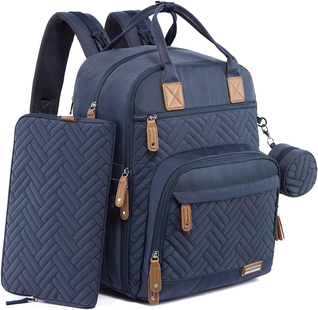 iniuniu Diaper Bag Backpack, 4 in 1 kit Large Unisex Baby Bags for Boys Girls, Waterproof Travel Back Pack with Diaper Pouch