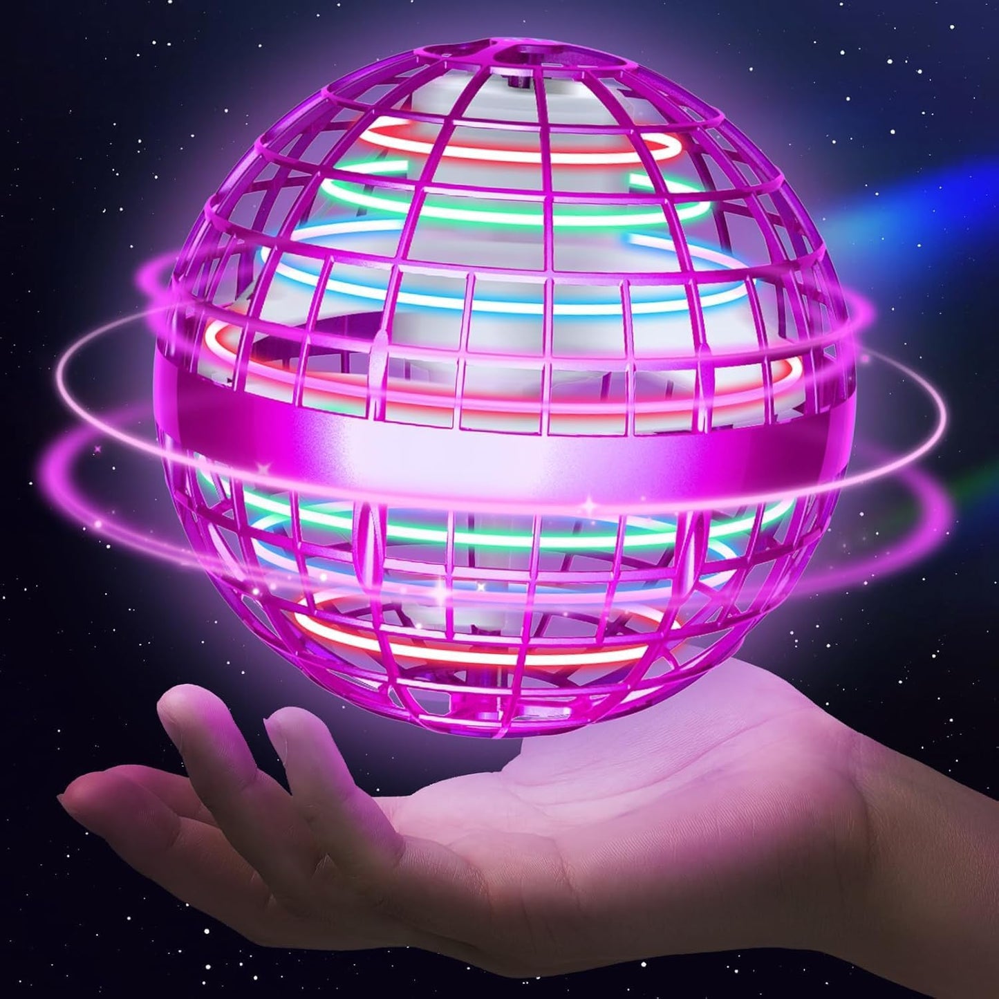 Sosuy 2025 Flying Orb Ball Toy - Christmas Novelty Hover Balls Galaxy Boomerang Hand Drone Orbit Magic Floating Mini Outdoor Fidget Stocking Stuffer for Boys Girls Teens Kids Father's Day（Pink）