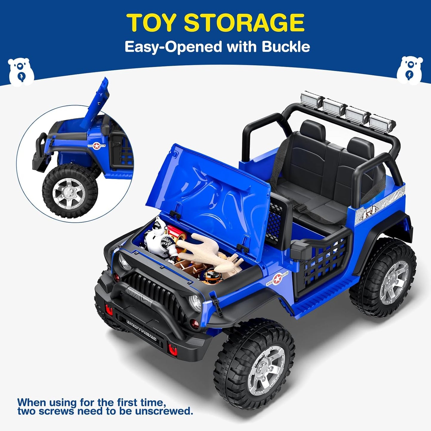 L8 2 Seater Ride On Car, 12V Kids Electric Car w/Remote Control, 4-Wheel Suspension, Bluetooth Speaker, Multi Music Modes, 3 Speeds, LED Lights, Xmas & Birthday Gift Ideas for Kids Ages 3+