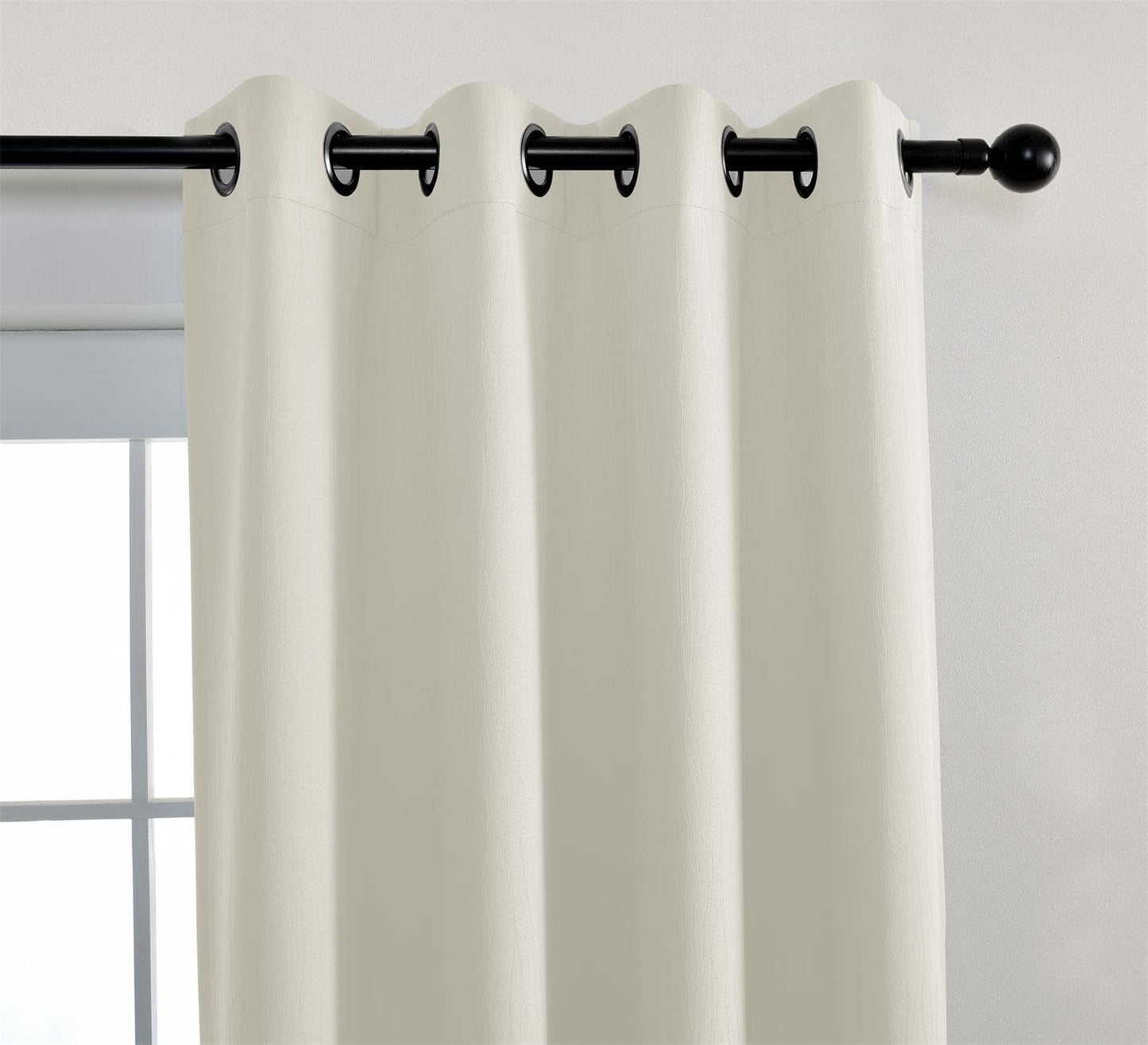 MIUCO Blackout Curtains Room Darkening Curtains Textured Grommet Panels for Living Room 2 Panels 52x84 Inch Long Beige