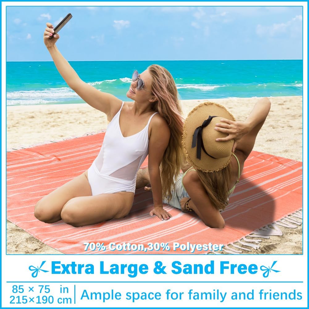 Oversized Turkish Beach Towel Blanket XXL Cotton Sandproof Towels Boho Woven Extra Large Big Sand Free Giant Throw Thick Blankets Huge Quilt XL Picnic Camping Necessities Cloud For Adult Gifts