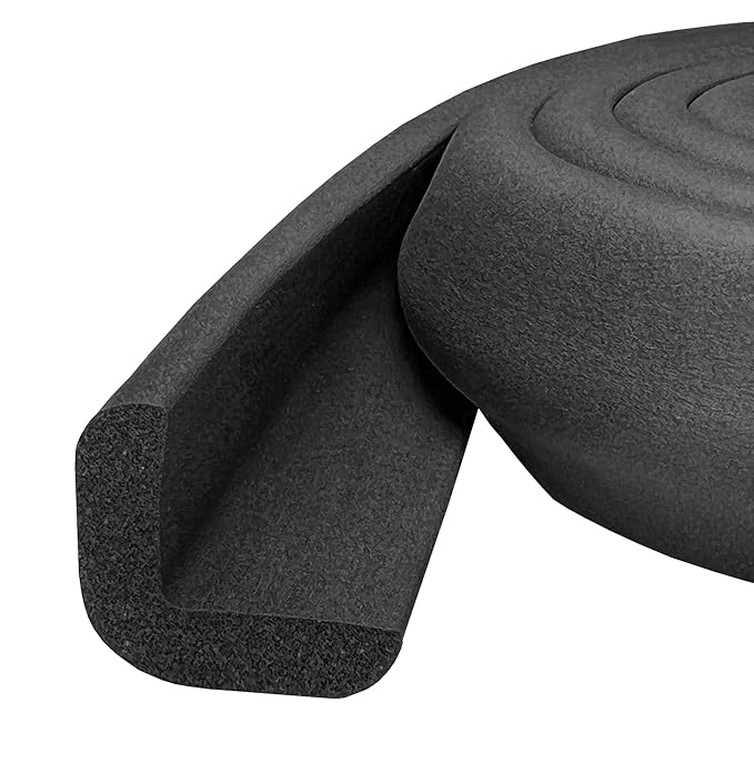 Kidkusion Baby Proof Edge Guards for Safety | Made in The USA | 40 Feet | Black | Edge Protectors for Furniture, Tables, Fireplaces | Heavy Duty Tape Included