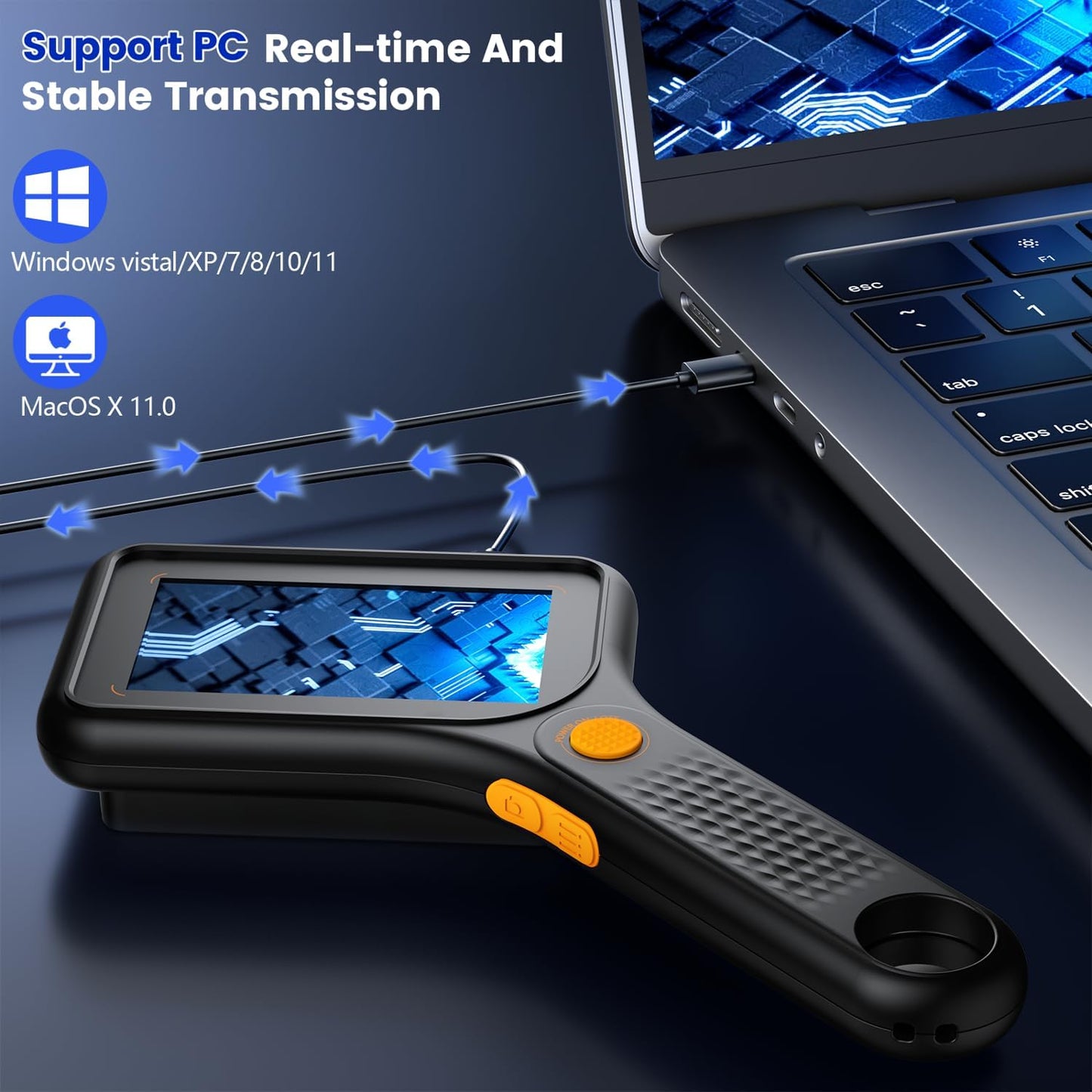 Microscope for Kids Adults - 3 Inch IPS Screen, Ahalfcit Digital Microscope, 500X Handheld Coin Magnifier, 3 Level LED Light, Compatible with Windows, Mac OS (D-Black)