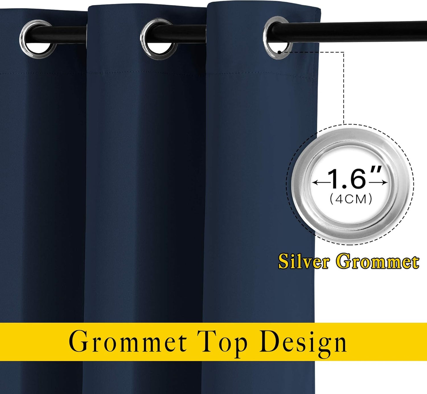 NICETOWN Blackout Curtain Panels 90 - Window Treatment Energy Saving Thermal Insulated Solid Grommet Blackout Drapes for Living Room (Navy, 1 Pair, 66 by 90-Inch)