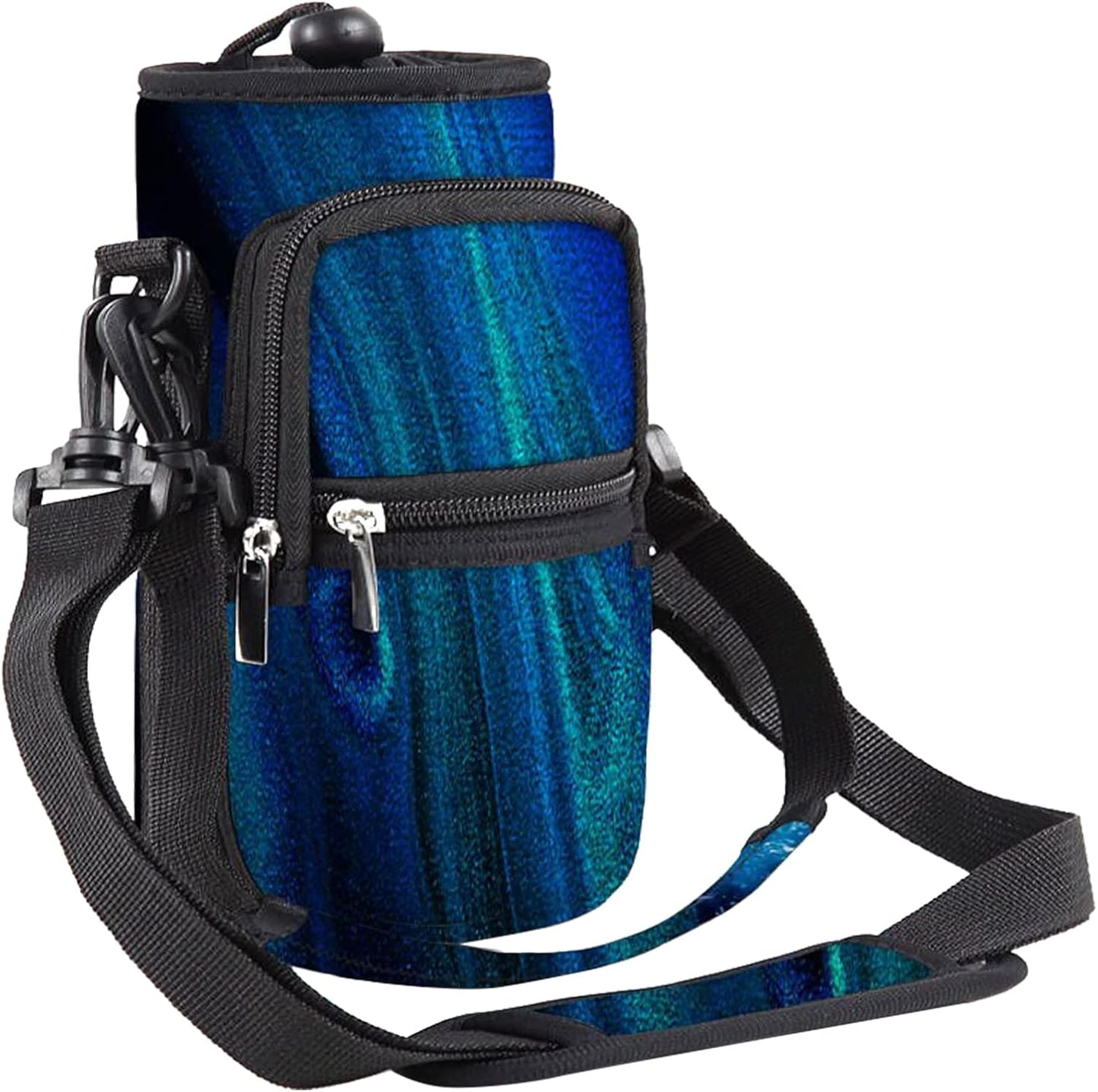 25/32/40/64oz Water Bottle Bag Holder Carrier-Insulated Crossbody Sling Case Sleeve with Strap & Pockets for Men Women Gym Cycling Travel Walking Hiking Camping