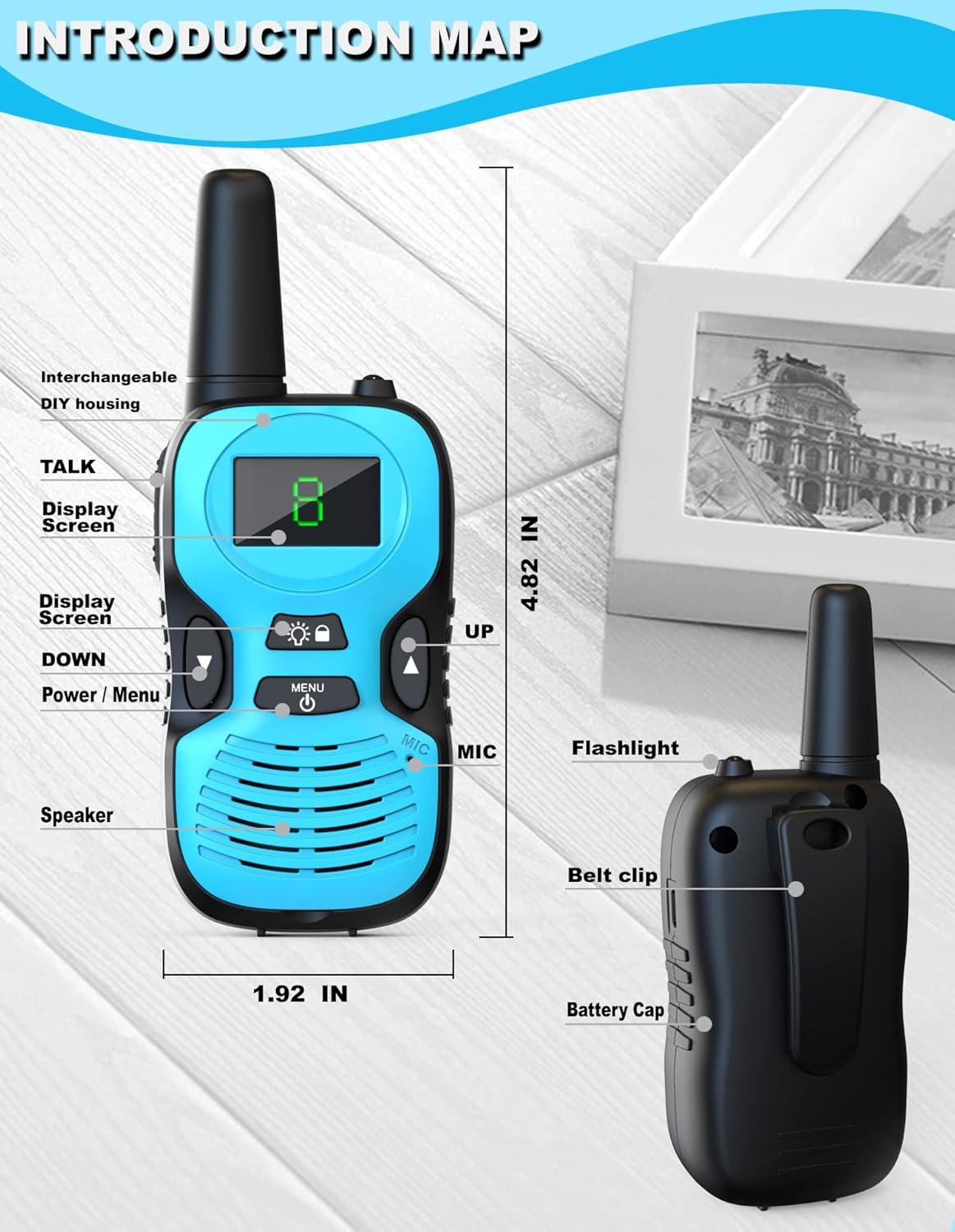 Walkie Talkies for Kids Rechargeable 3 Pack - Long Range Kid Walkie Talkie for Camping Hiking Outdoor - Walkie-Talkies Walky Talky for Kids - Toys and Gifts for 3-12 Year Old Boys Girls