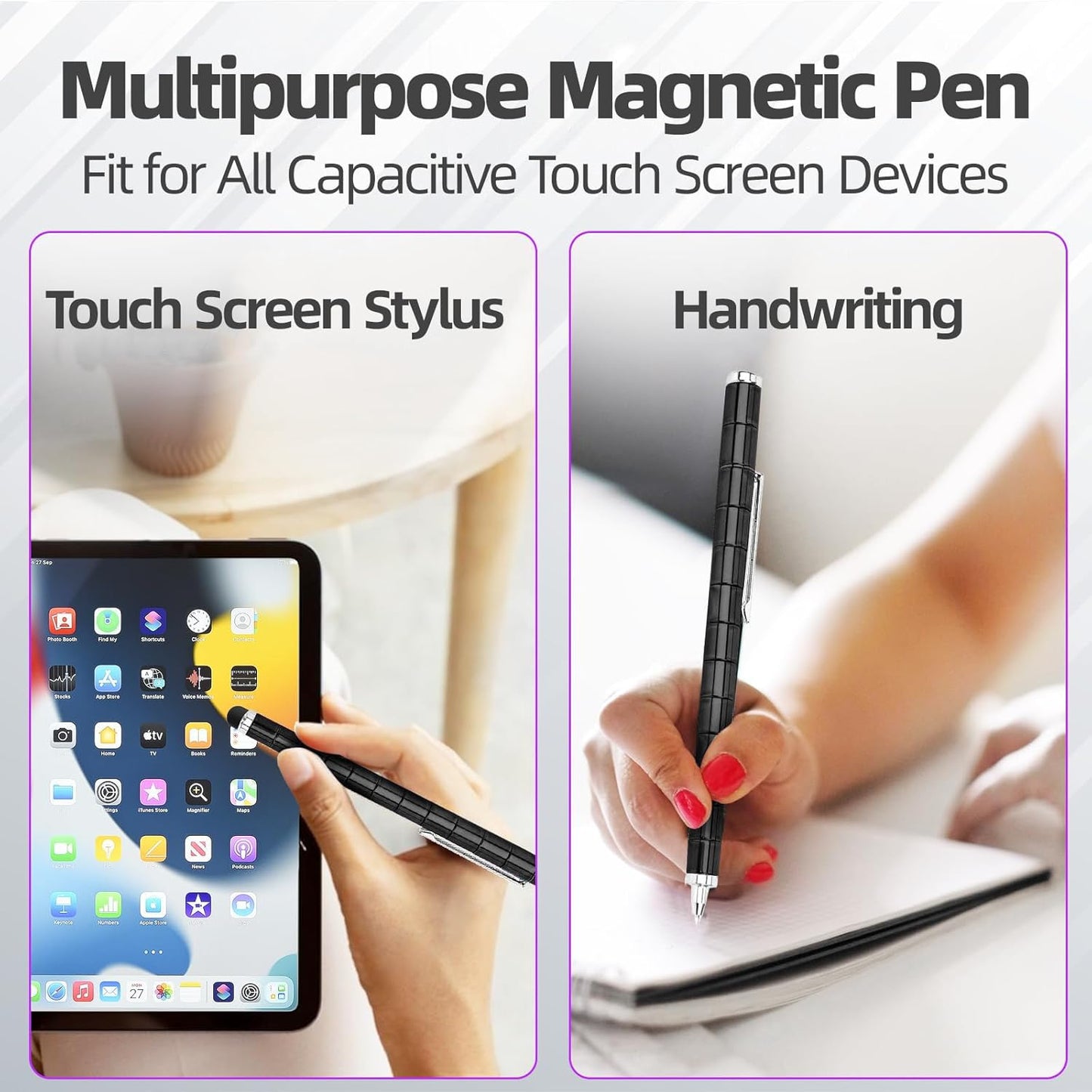 Magnetic Fidget Pen Toys - Multifunctional Writing Novel Pen for Friends, Kids, Boys, Girls, Teens 8+, Office Teacher Birthday Party Gifts, Stress & Anxiety Relief(Black)