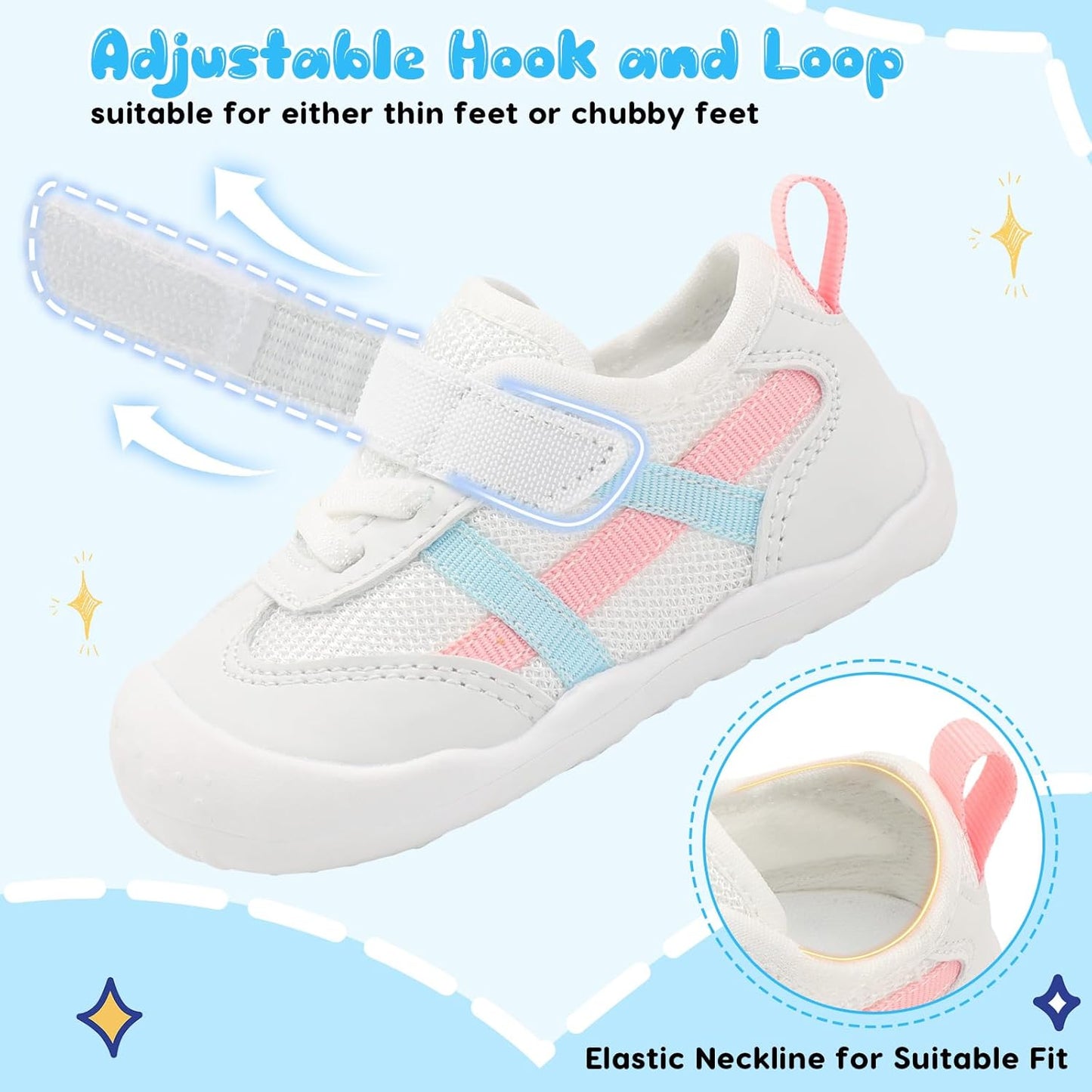 Scurtain Baby Shoes Boy Girl First Walking Shoe Infant Crib Breathable Sneakers Lightweight Barefoot Shoes for Babies