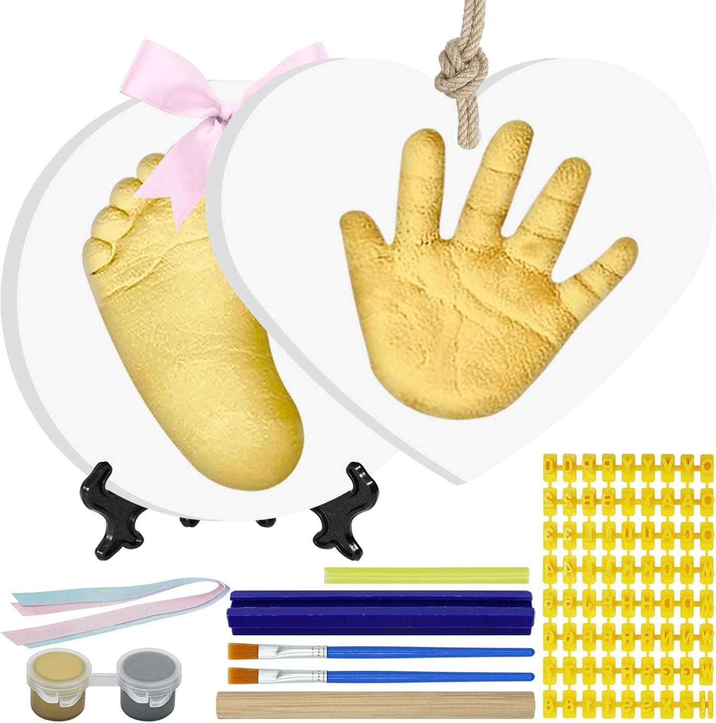 Baby Hand & Footprint Keepsake Kit - Personalized Handprint Footprint Ornament for Newborn Babies, New Mom Gifts, Baby Shower & Registry, Nursery Picture Frame, Pet Paw Print Ornament