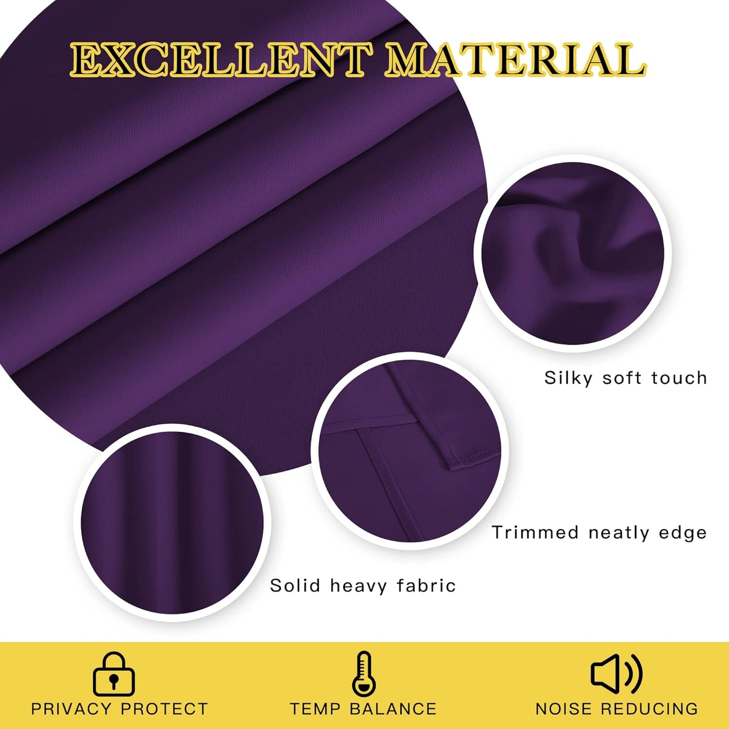 NICETOWN Room Darkening Curtains for Nursery, Grommet Thermal Insulated Light Blocking Window Treatments Sound Reducing for Bedroom, W37 x L72, 2 Panels, Royal Purple
