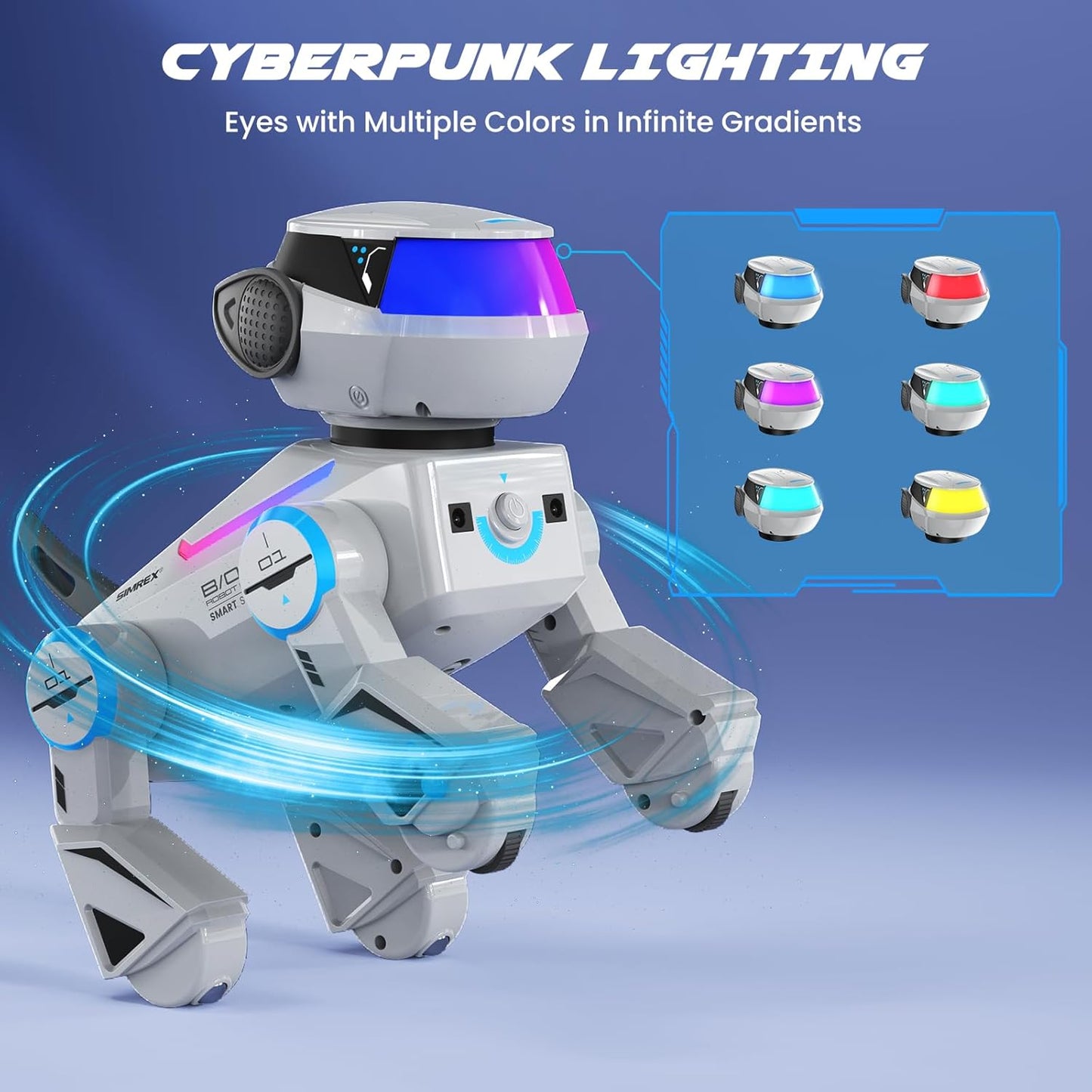 Robot Dog Toys for Kids – Smart Interactive Robot Puppy with Bluetooth,Touch Sensor, Dance Tricks, LED Eyes, 2 Rechargeable Batterys, Gift for Kids Boys and Girls(Gray)