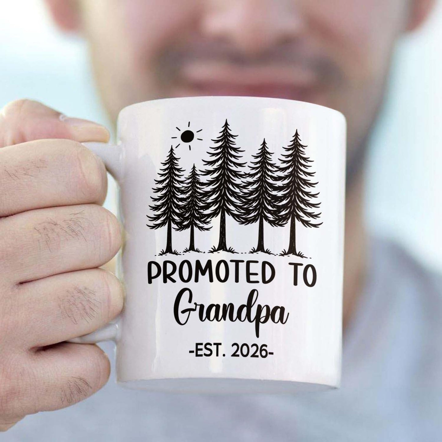 Personalized Grandpa EST 2026 Accent Mug Gift For New Grandad Grandfather, Customized Promoted To Grandpa White Coffee Mug 11 Oz 15 Oz, Pregnancy Announcement Travel Cup Gift For Pawpaw From Family