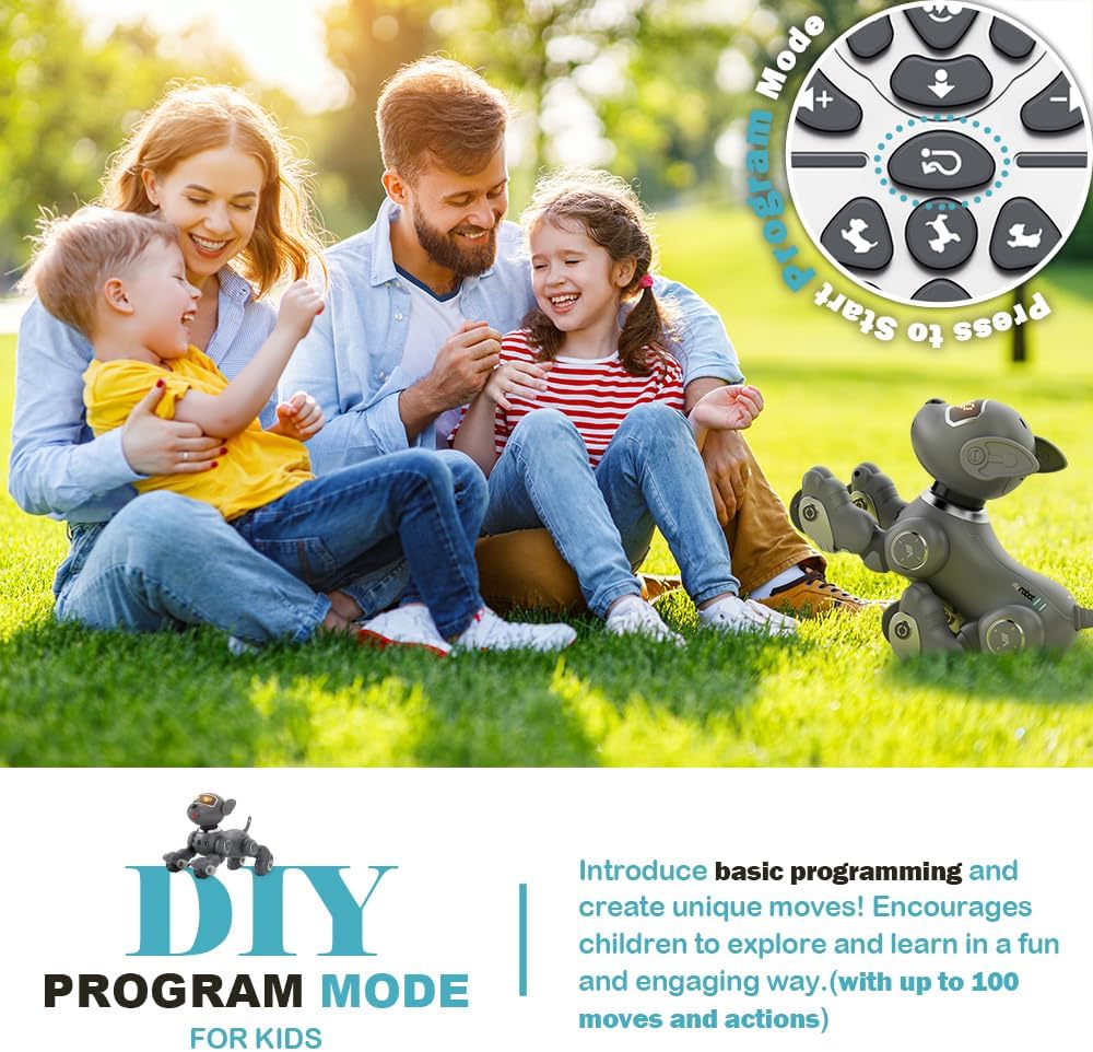 VATOS Robot Dog Toy for Kids, Voice & 2.4GHz Remote Control Robot Pet with Interactive Touch Sensors, Over 20+ Responses, Program Mode, Robotic Puppy Toy for Kids Boys & Girls