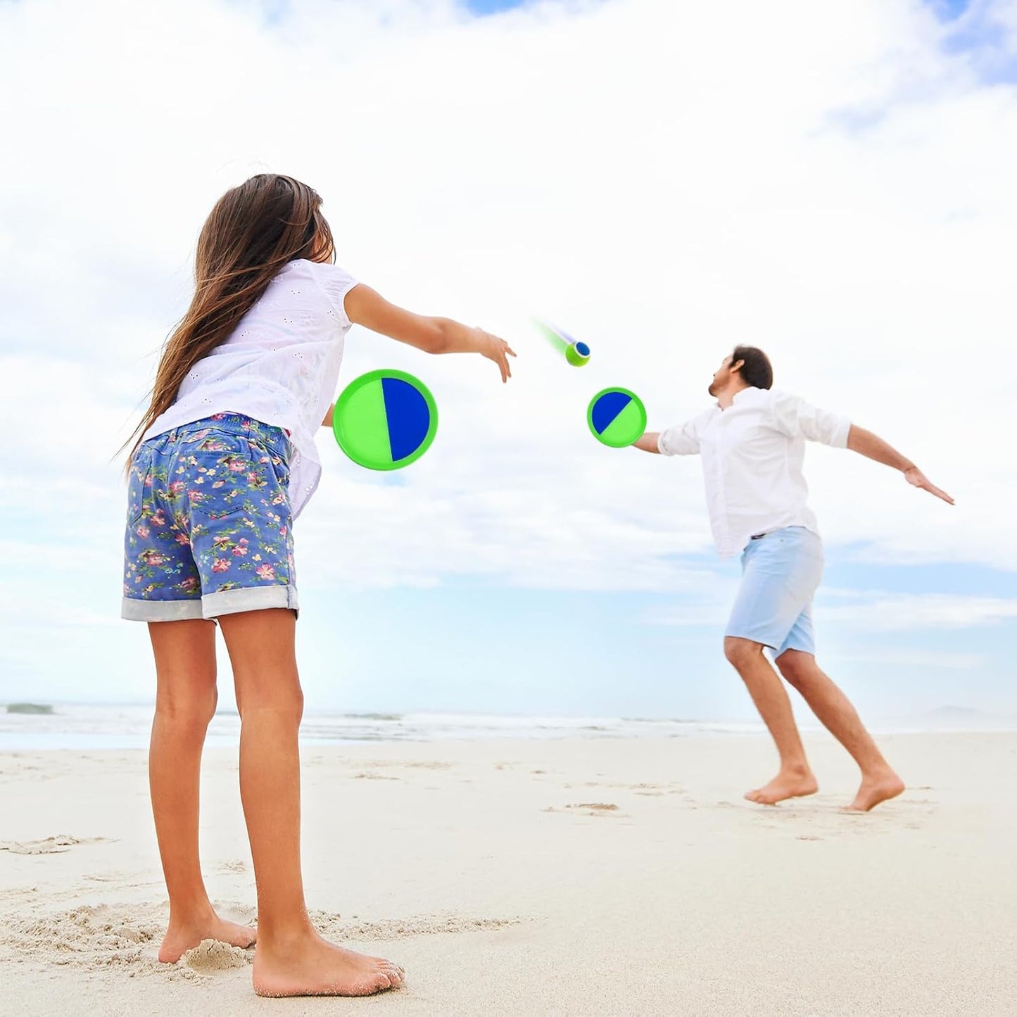 Ayeboovi Kids Outdoor Beach Pool Toys Toss and Catch Ball Set Upgraded Light UP Ball Yard Lawn Games for 3-10 Years Boys Girls Toddlers Easter Basket Stuffers-Green