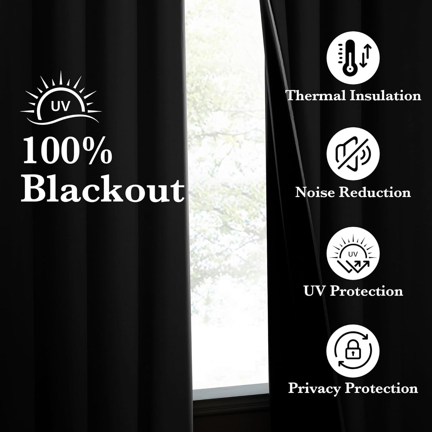 NICETOWN 100% Blackout Off White Curtains for Bedroom, Grommet Thermal Window Treatments Portable Curtains Lightweight Travel Shades for Living Room/Home Office, W52 x L63