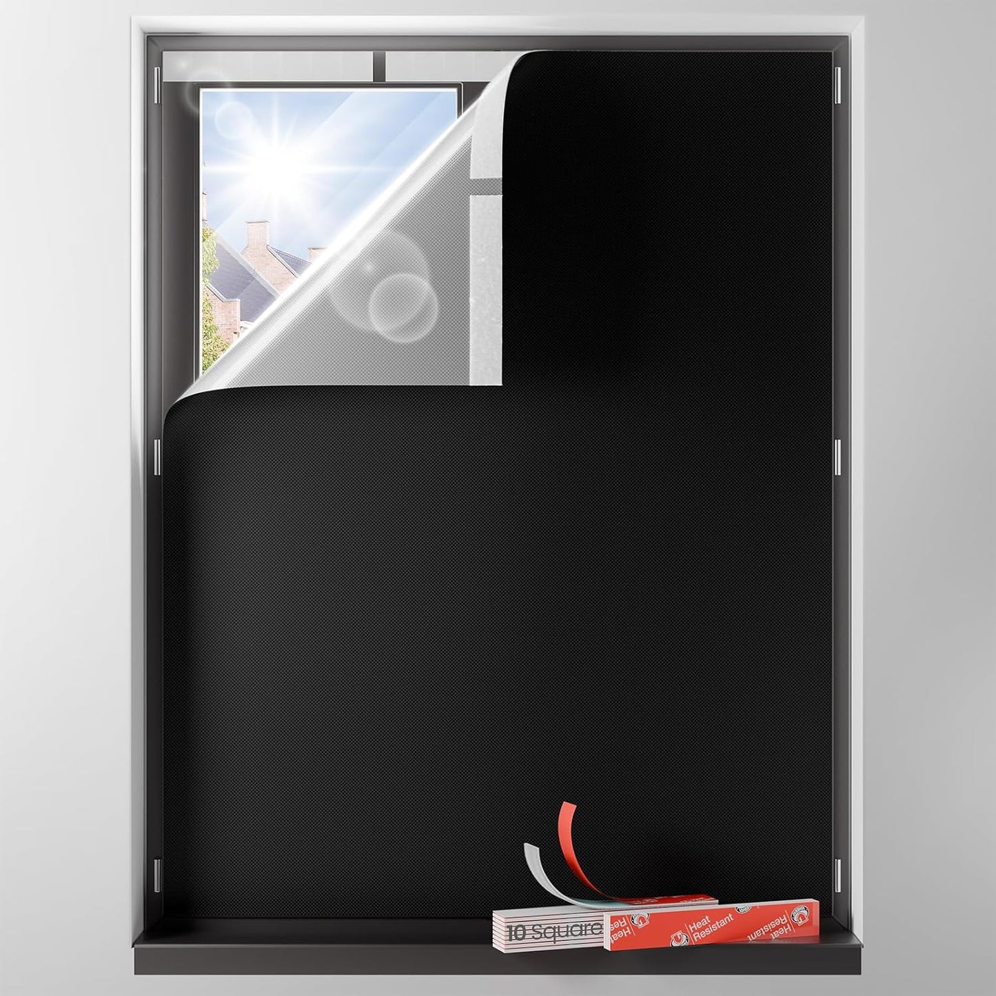 Sumobaby Blackout Curtains Portable 20"x64",No Drill Door Curtains for Door window with Upgraded Hook&Loop Tapes,Thermal Insulated Privacy 100% Blackout Window Cover for Various Scenes (1 Panel,Black)