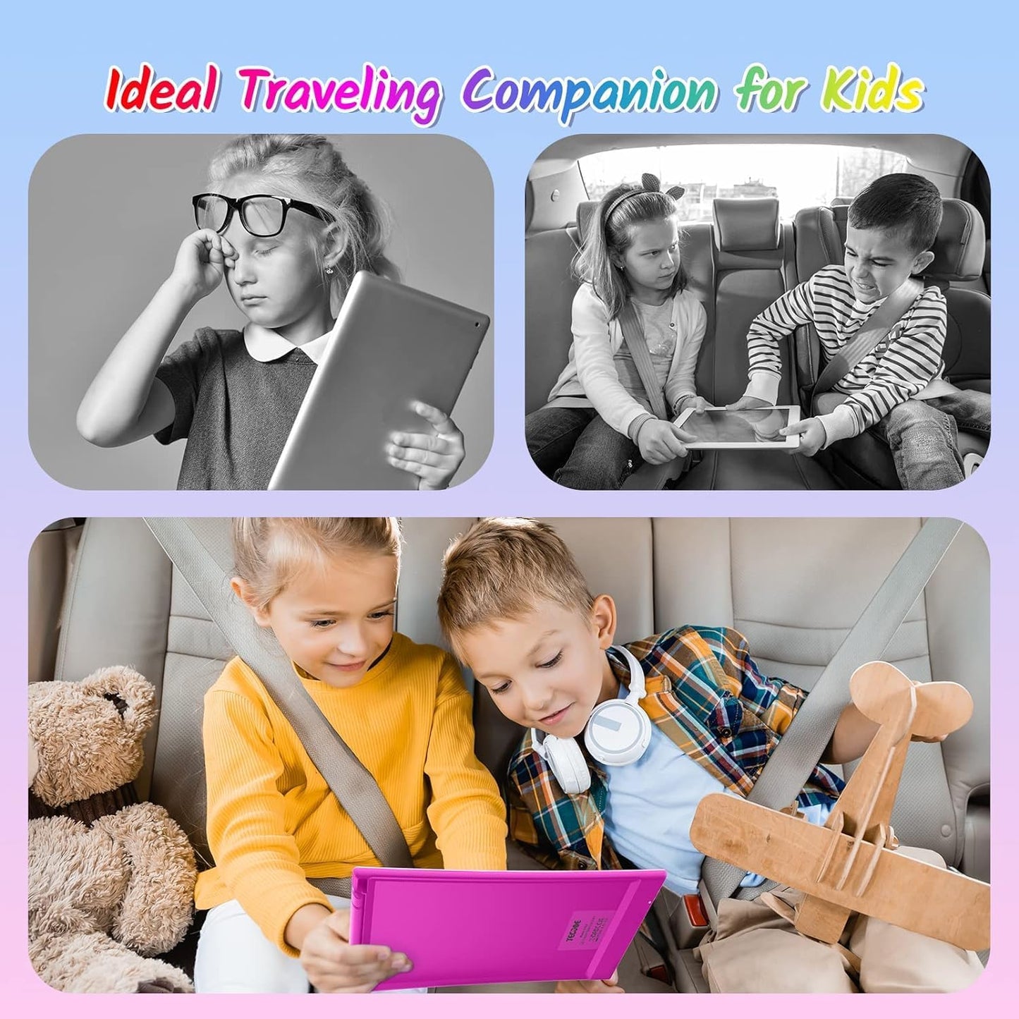 TECJOE 2 Pack LCD Writing Tablet, 10 Inch Colorful Doodle Board Drawing Tablet for Kids, Kids Travel Learning Toys Christmas Birthday Gifts for 3 4 5 6 Year Old Boys and Girls Toddlers