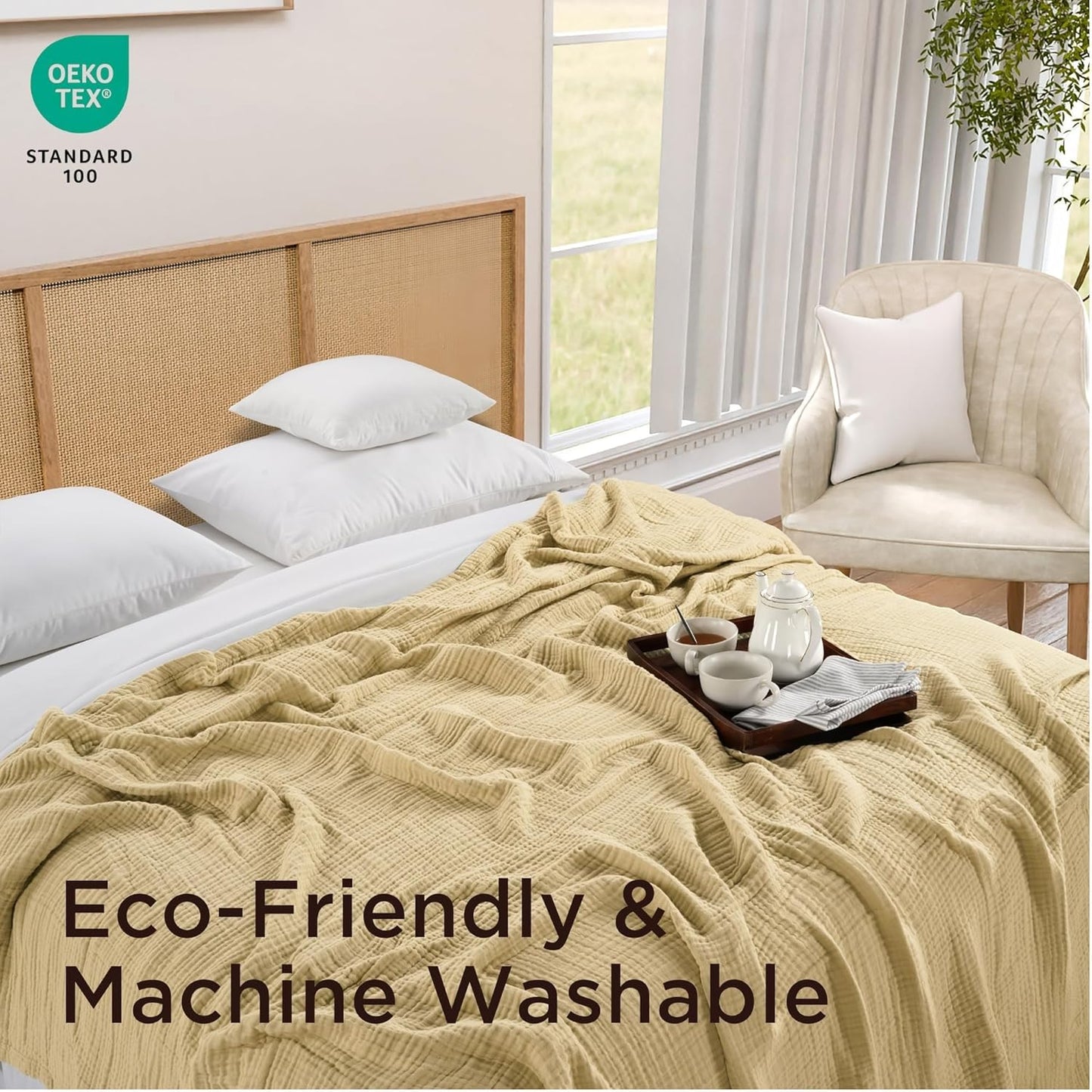 Threadmill Summer Muslin Twin Blanket | 4-Layer Gauze for Couch or Bed | Cozy All-Season Lightweight | 100% Cotton Ideal for Bed| Blanket