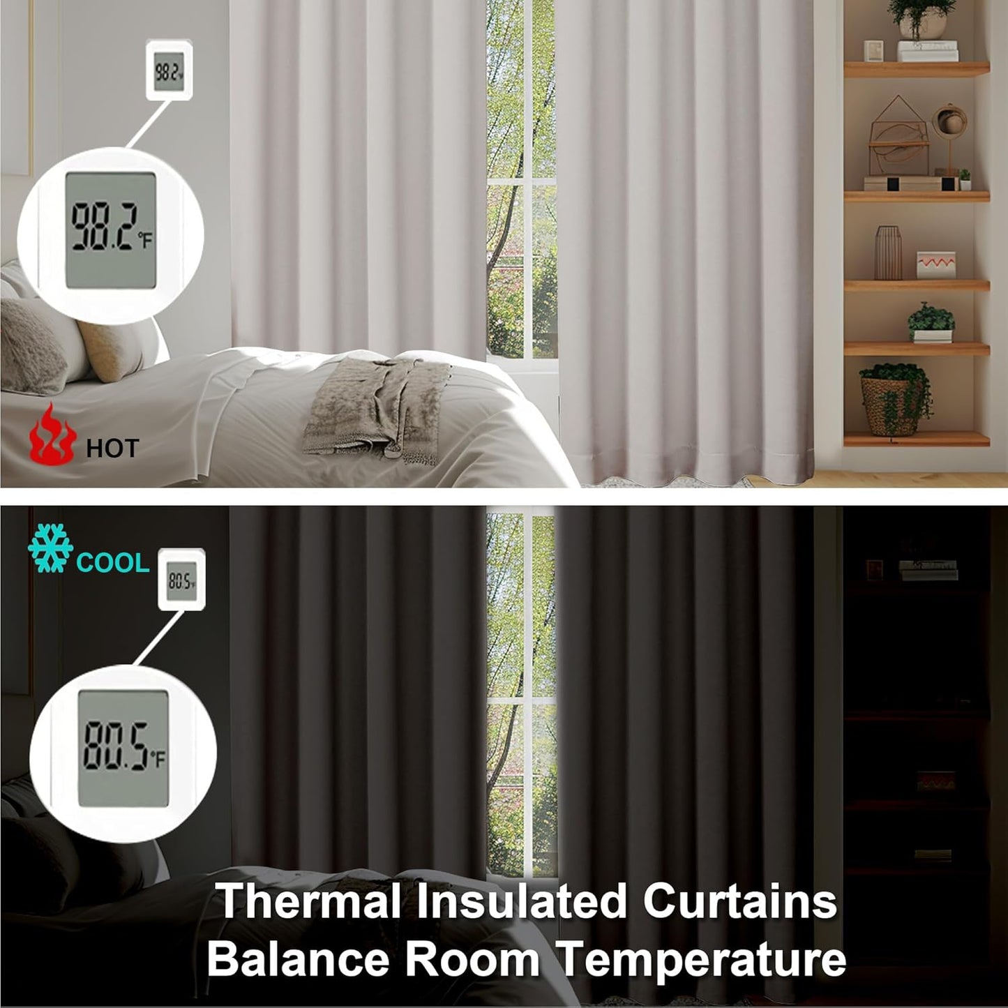 Simplebrand Ava Natural Short 36 Inches Blackout Curtain 2 Panels Set, Half Window Rod Pocket Privacy Curtain Tiers for Kitchen, Curtains Blackout for Bathroom Shades, W40 x L36 Inch, Natural