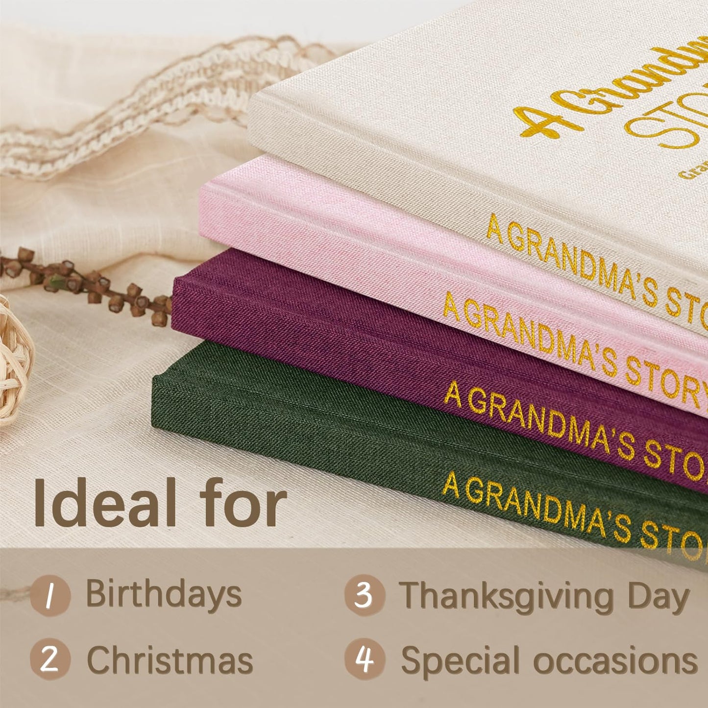 Artmag Grandma's Life Story Journal Family Keepsake Book Linen Hardcover for Grandma to Share Her Memories, with 250+ Prompt Questions Gift for Birthday Mother's Day Christmas (Purple)