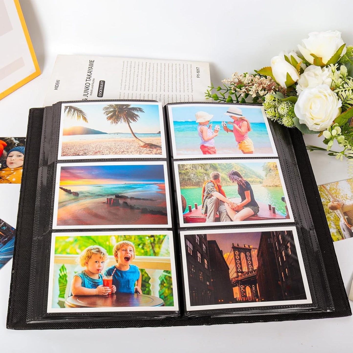 RECUTMS Photo Albums for 4x6 Photos Holds 300, 3 Per Pages Photo Picture Album PU Leather Button Grain Cover, Horizontal Photos Record Family Wedding Anniversary Baby Holiday Travel Album Champagne