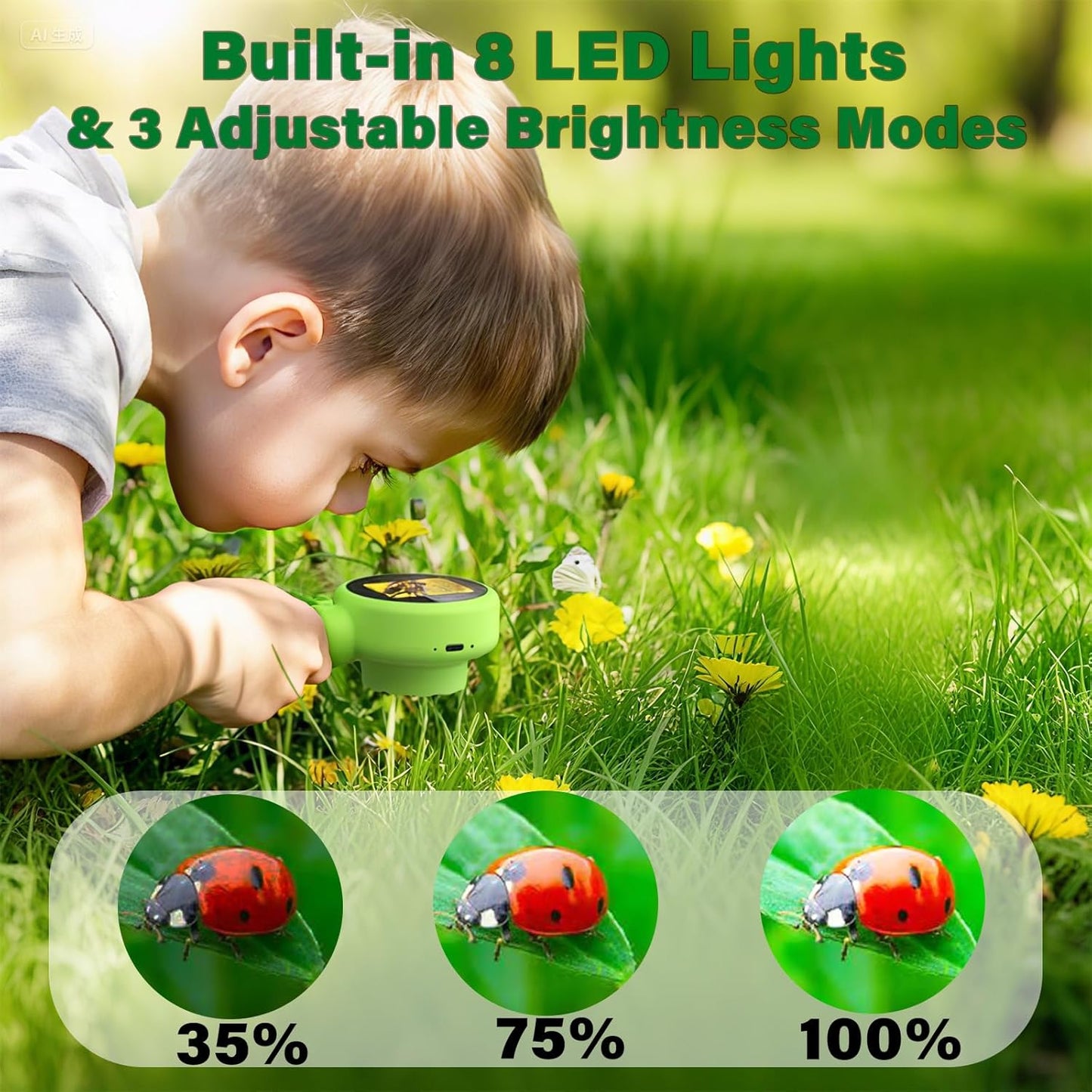 Microscope for Kids with Bug Catcher, Digital Portable Handheld 500X 1080P HD Kids Microscopes Kit,STEM Science Educational Learning Toys Gifts for 3-15 Boys Girls(Microscope Kit Green)