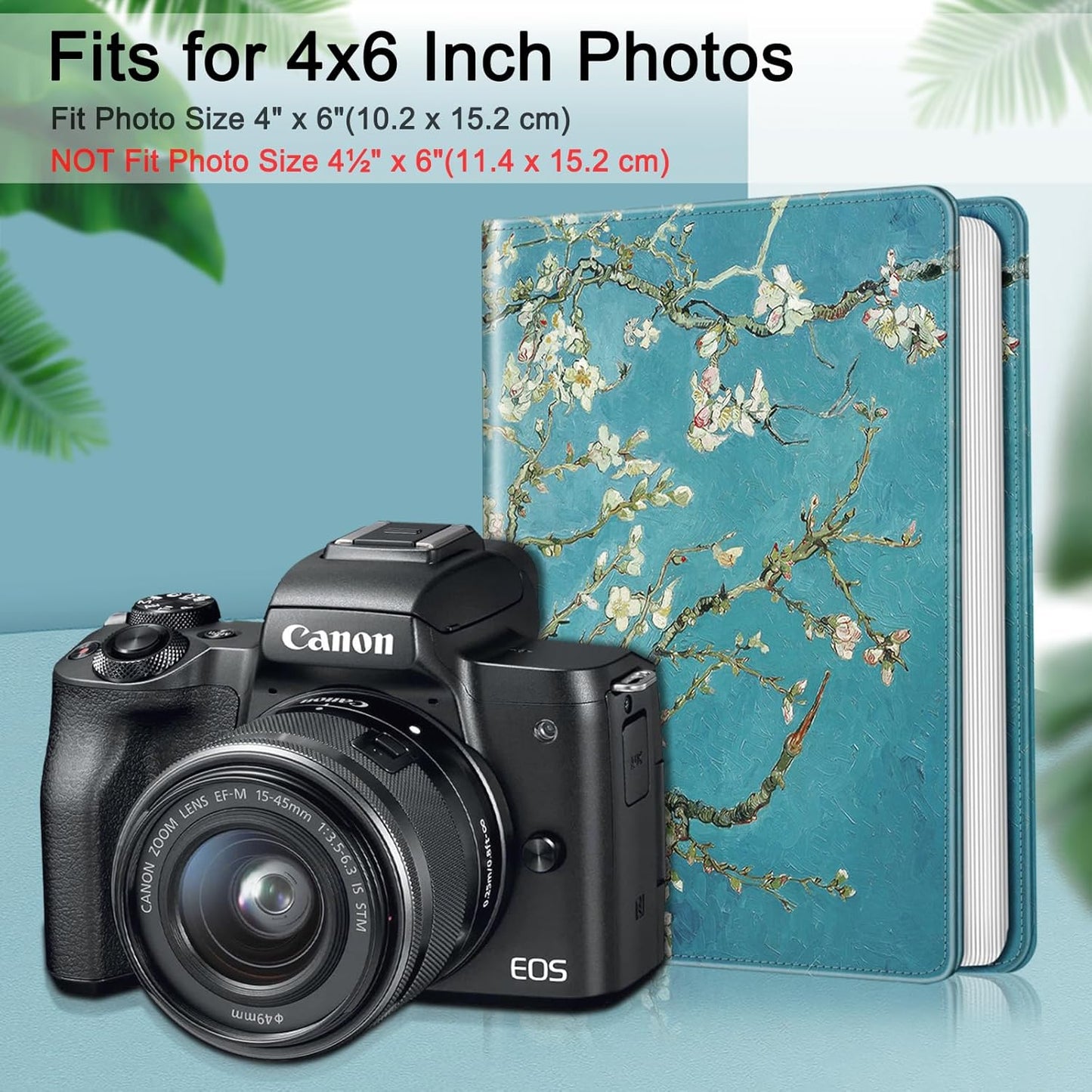 Fintie Photo Album for 4x6 Photos - 112 Pockets Vegan Leather Cover Memory Albums Book for Birthday Family Anniversary Vacation Pictures, Blossom