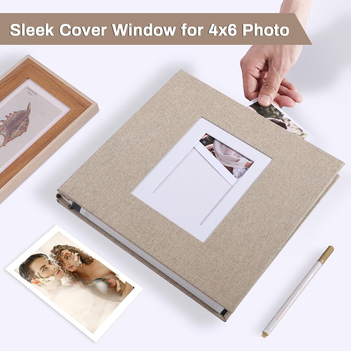 Photo Album Self Adhesive Pages Scrapbook Large Magnetic Photo Albums with Sticky Pages Scrapbooks for Wedding Baby for 4x6 5x7 8x10 Picture Photo Books 11x10.6 Yellow 60 Pages