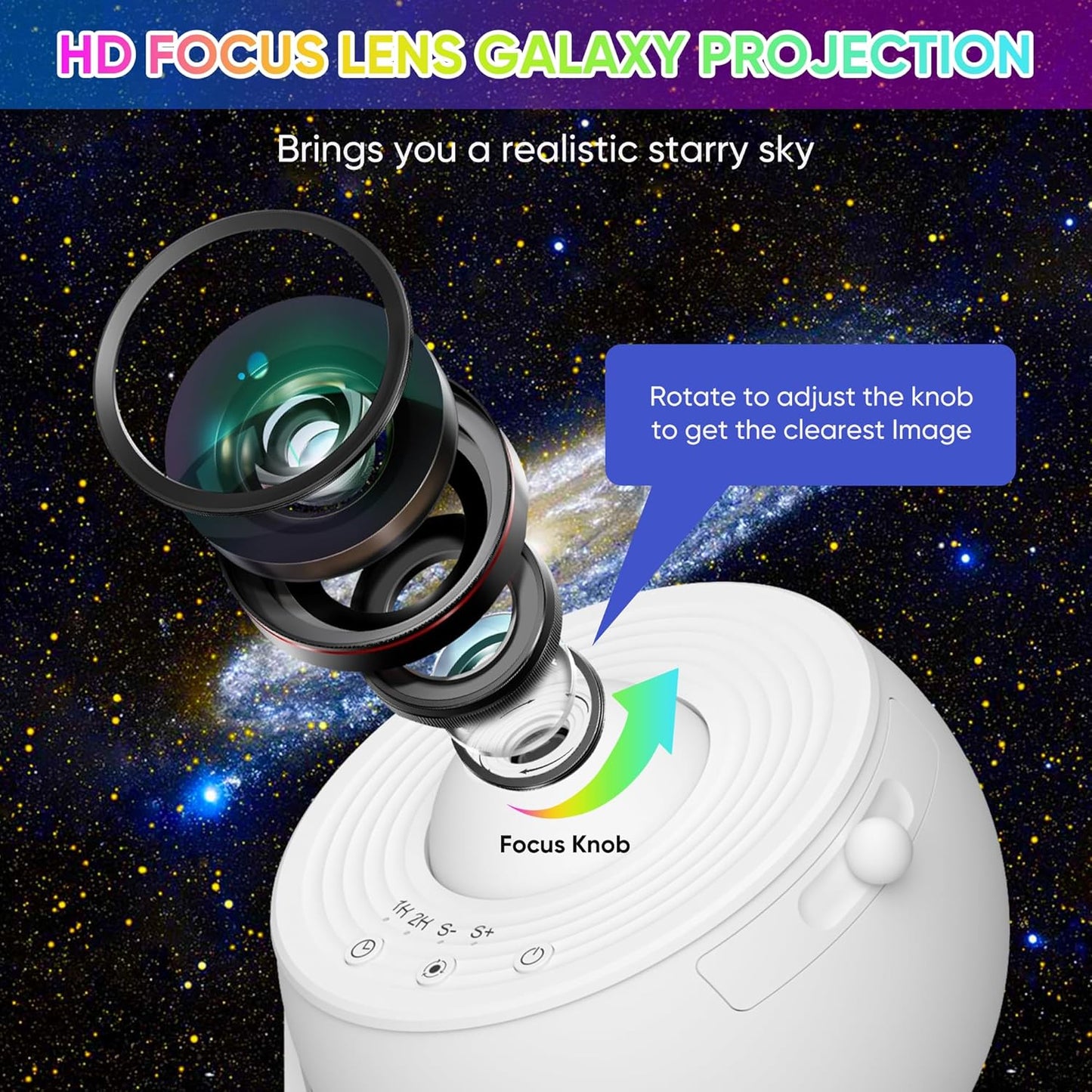 Galaxy Projector - 13 in 1 HD Planetarium Star Projector for Bedroom, 360 Rotating Galaxy Light with Adjustable Knob and Timer for Kids, Ceiling, Gifts, Room Decoration