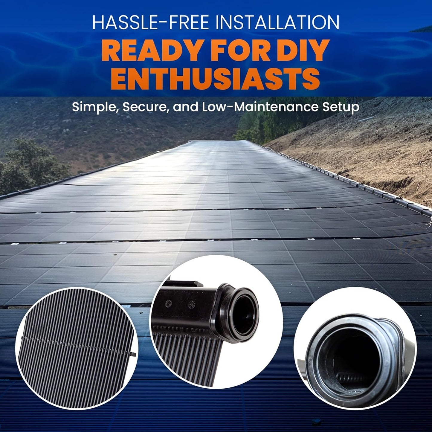Industrial Grade Solar Pool Heater DIY Kit - Superior High-Wind Strapless Mounting System & Maximum Freeze Resistance (8-4'x12.5' / 400 Square Feet)