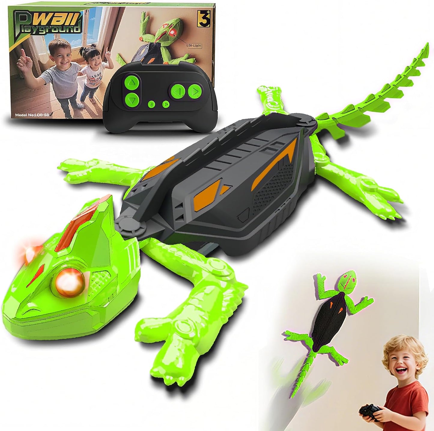 Wall Climbing RC Chameleon Toy for Kids, Rechargeable Remote Control Lizard Toy with LED Eyes, Dual Mode Floor & Wall Driving, Gift for Boys Girls Ages 3+
