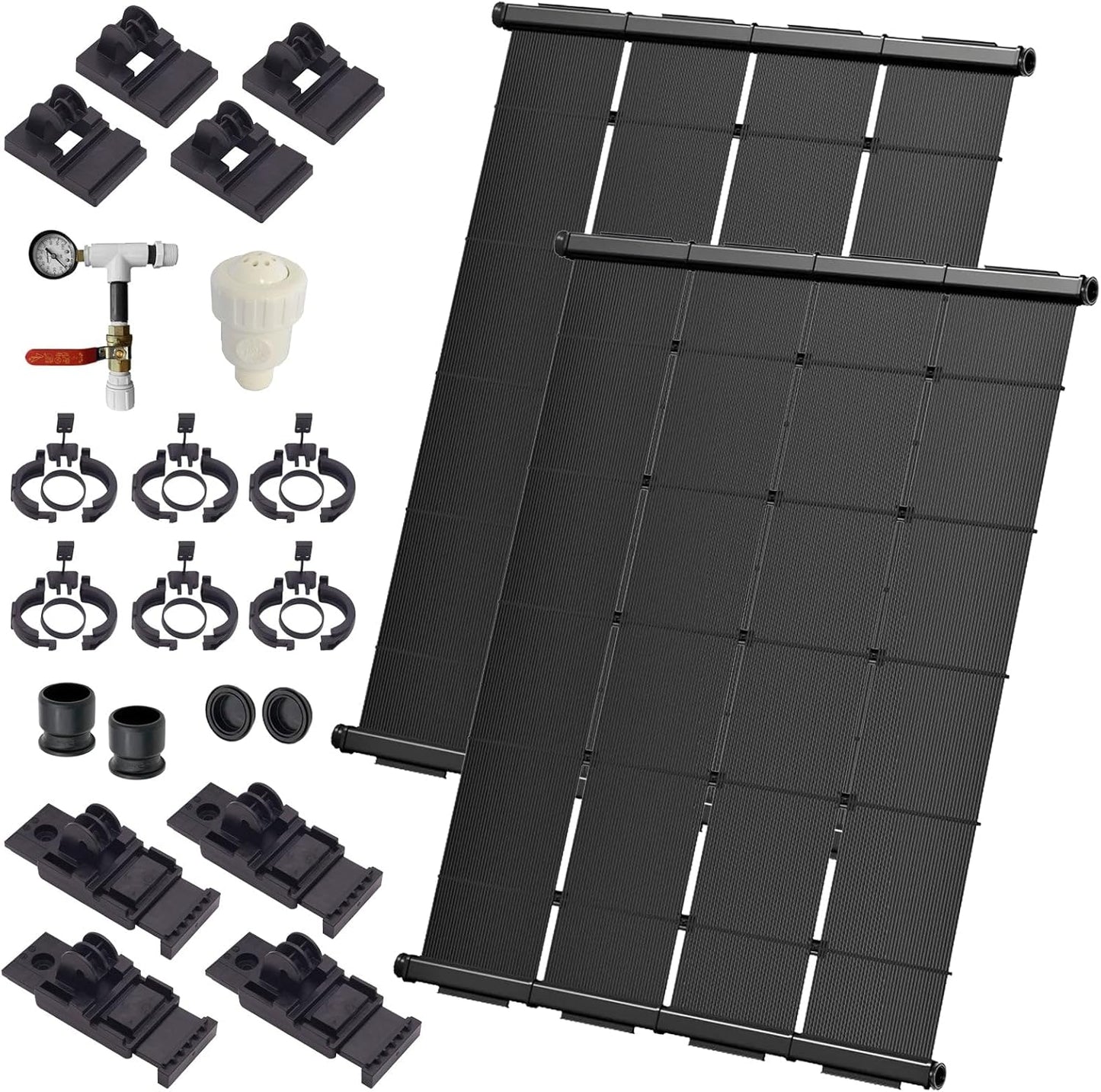 Industrial Grade Solar Pool Heater DIY Kit - Superior High-Wind Strapless Mounting System & Maximum Freeze Resistance (2-4'x12.5' / 100 Square Feet)