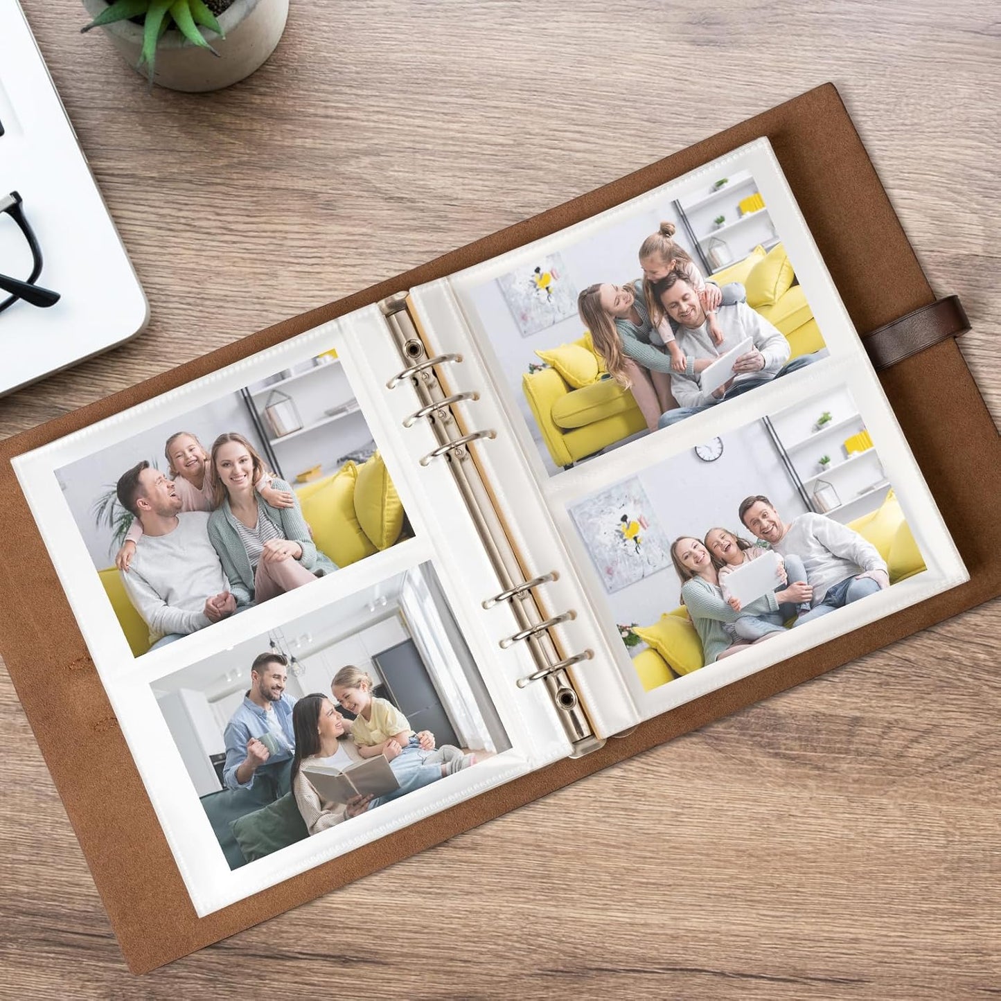 Photo Album 4x6 200 Photos, Genuine Leather Photo Albums with Writing Space with 30 Writing Paper, Travel Family Wedding Kids Graduation Ultrasound Baby Picture Album Scrapbook Photo Album（LOVE）