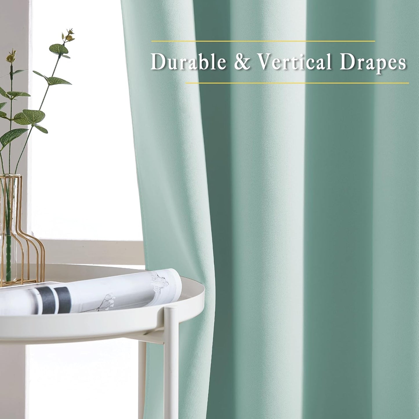 NICETOWN Room Darkening 118 inch Long Curtains, Grommet Thermal Drapes Weighted Room Divider Wide Window Treatments for Living Room, W66 x L118, Aqua Blue, 2 Panels