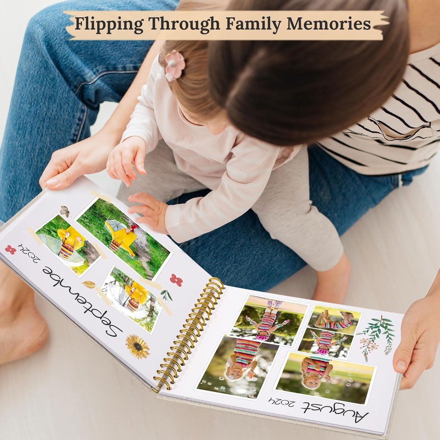 Scrapbook Photo Album Linen Cover, 12 x 12 Inch Hardcover Kraft White Pages Memory Book, for Travel Wedding Guest Book Christmas Baby Shower (40 Sheets/ 80 Pages,Beige)