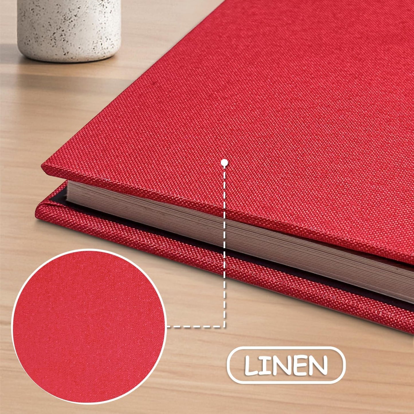 Large Photo Album Self Adhesive Scrapbook Album for 4×6 5×7 8×10 Pictures DIY Magnetic Linen Cover Album 40 Pages for Family Wedding Gifts with Metal Pen and Plastic Board
