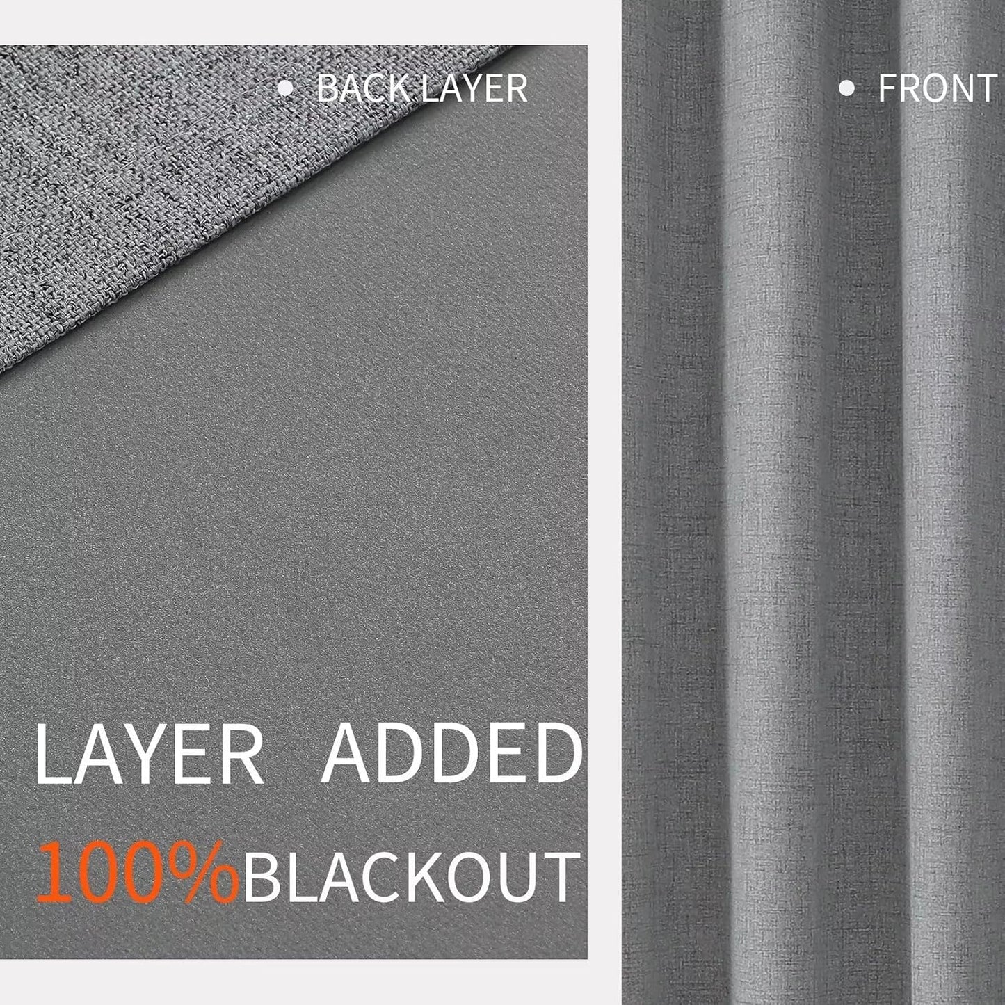 Joydeco Custom Light Grey Textured Total Blackout Curtain for Bedroom and Living Room. Grommet Textured Thermal Insulated Room Darkening Curtain 1 Panel (Custom Size and Color)