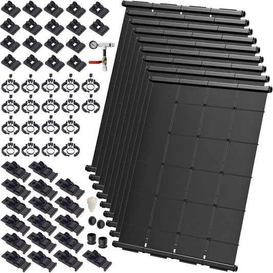 Industrial Grade Solar Pool Heater DIY Kit - Superior High-Wind Strapless Mounting System & Maximum Freeze Resistance (9-4'x6.5' / 234 Square Feet)