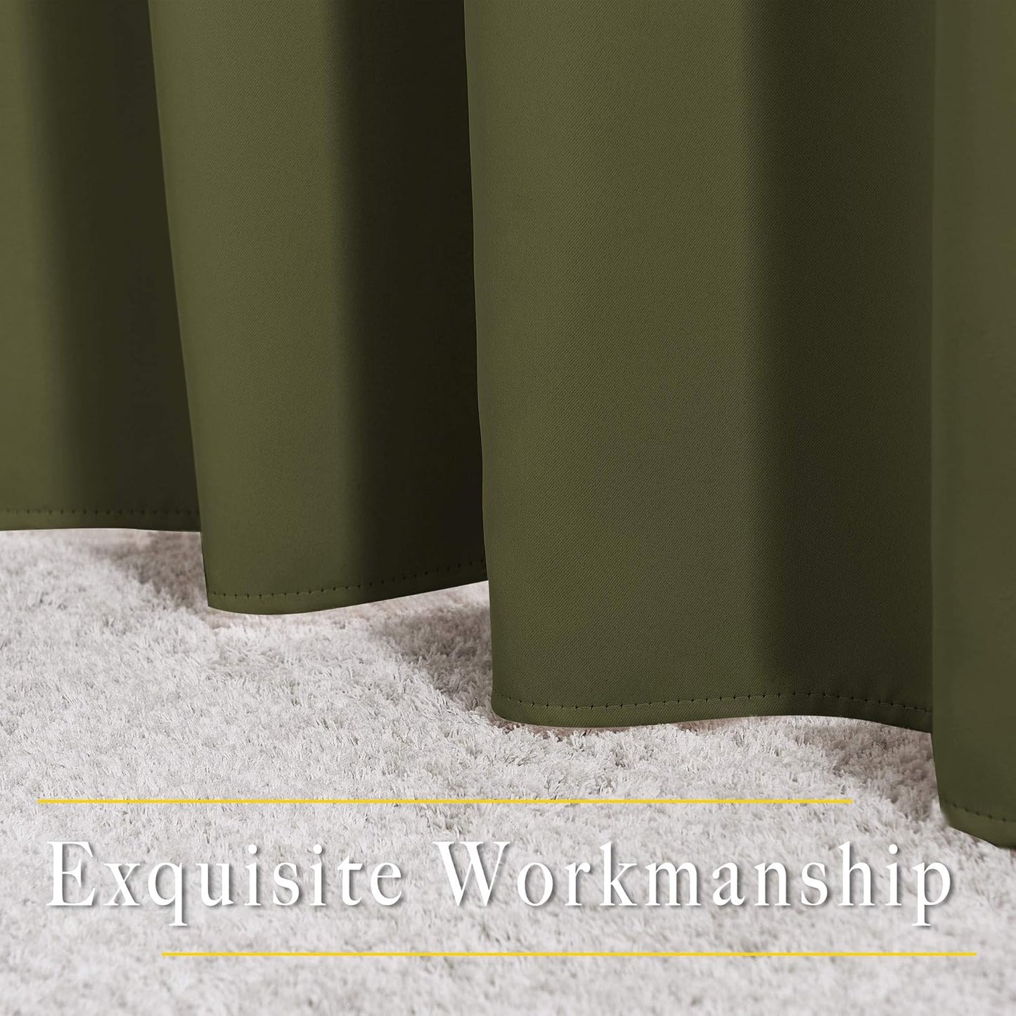 NICETOWN Bedroom Room Darkening Curtains and Drapes - Window Treatment Thermal Insulated Solid Grommet Room Darkening Draperies for Bedroom (Olive, Set of 2, 46 by 54 Inch)