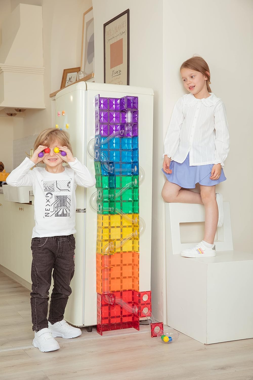 120PCS Premium MagneticTiles Marble Run, MagnetTiles, STEM AUTHENTICATED, Magnetic Blocks, Magnetic Building Blocks, Magnets for Kids, MagneticTile Toy, Boys Girls Age 3 4 5 6 7 8