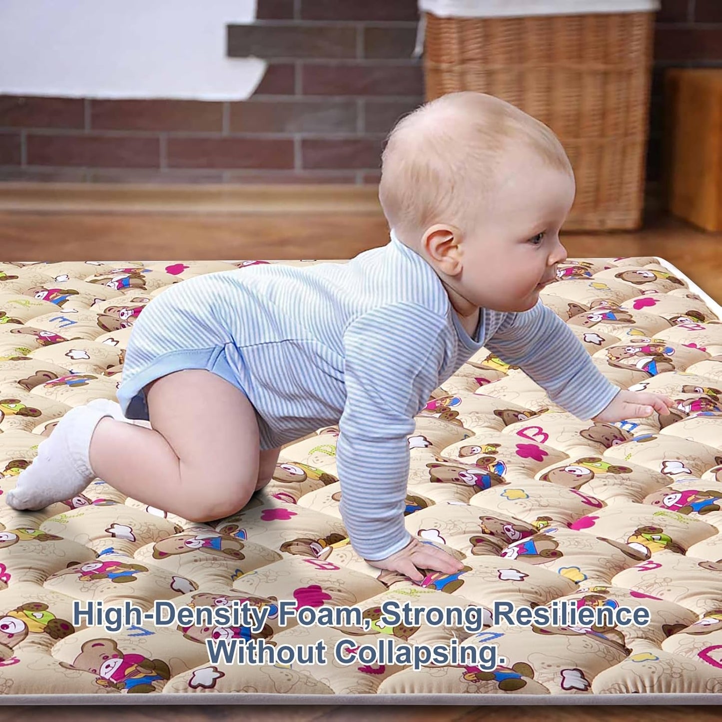 Vibe bear Baby Play Mat 6ft X 4ft, Thicker Foam One-Piece Crawling Mat, Extra Large Anti- Slip Crawling Mat Activity Playmats for Babies,Toddlers, Infants, Play & Tummy Time, IY-20