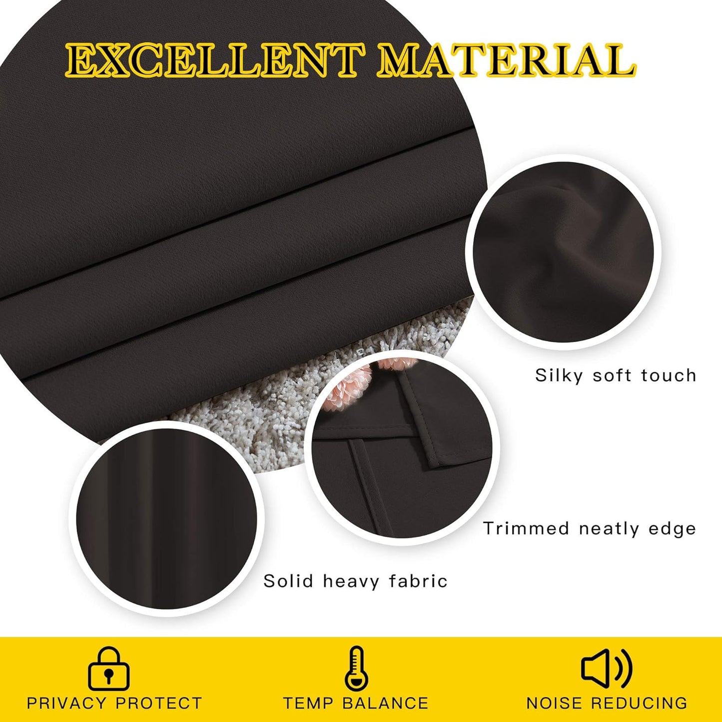 NICETOWN Blackout Curtain Panels 66 inches - Light Reducing Thermal Insulated Solid Grommet Blackout Curtains/Panels/Drapes for Living Room (Set of 2, 66 inches by 66 Inch, Toffee Brown)