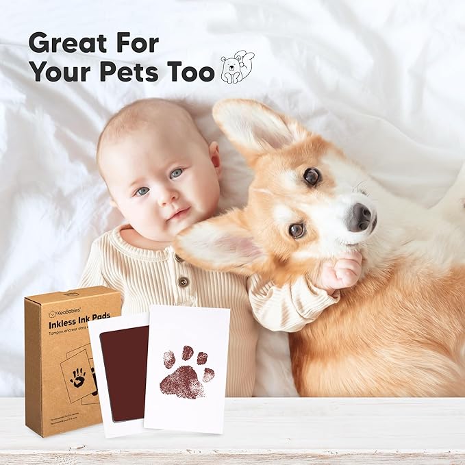 4-Pack Inkless Baby Hand and Footprint Kit - Mess Free Ink Pad for Newborn Keepsake, Dog Nose & Paw Print Kit, Clean Touch Ink Pad for Baby Hand & Footprints, Ideal New Mom Gifts (Auburn)