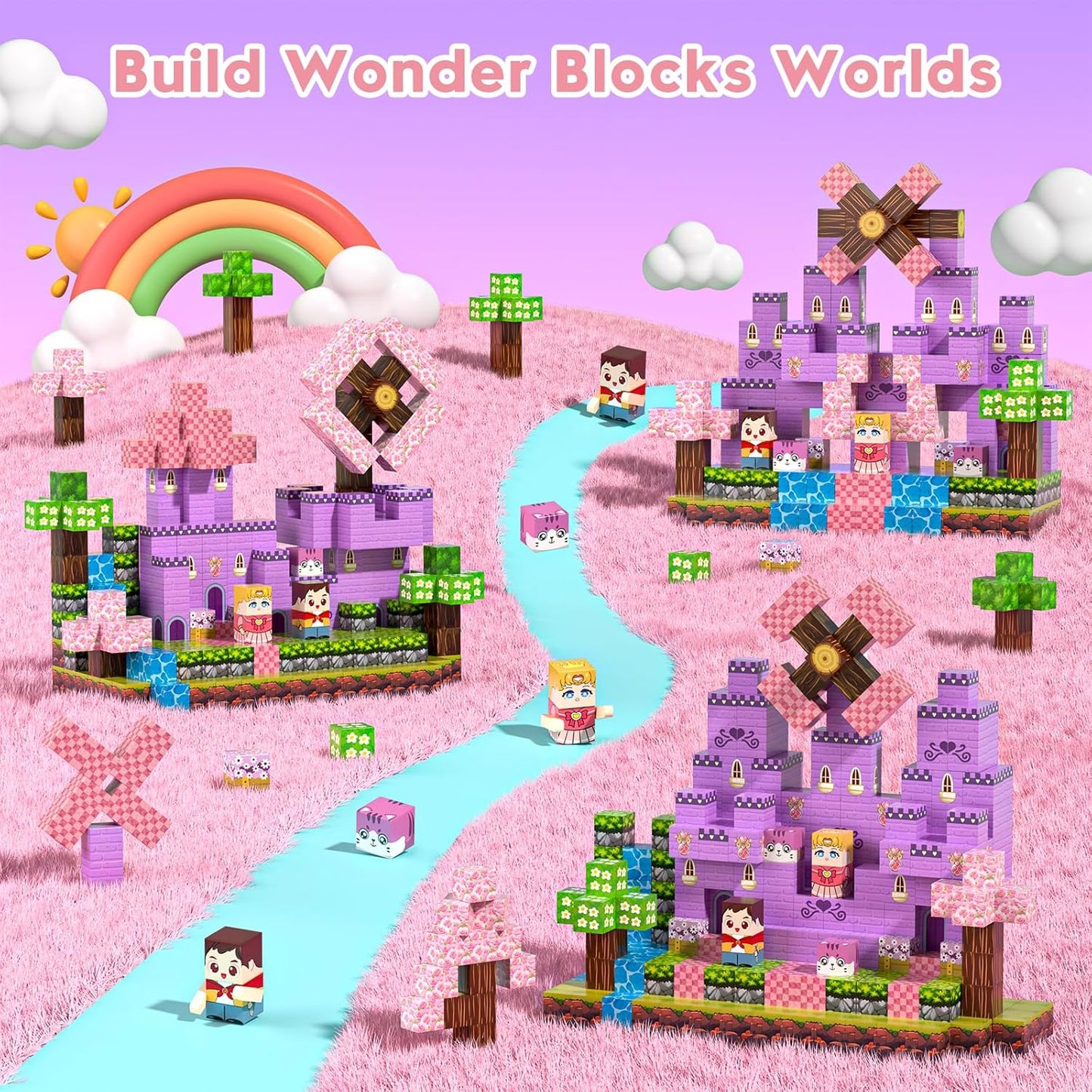Magnetic Blocks, Magnetic Building Blocks 100pcs, STEM Sensory Toys with Princess Castle Build–Creative Magnet Tiles for Toddlers Ages 3+, Boys & Girls–Christmas Birthday Party Kids Gifts