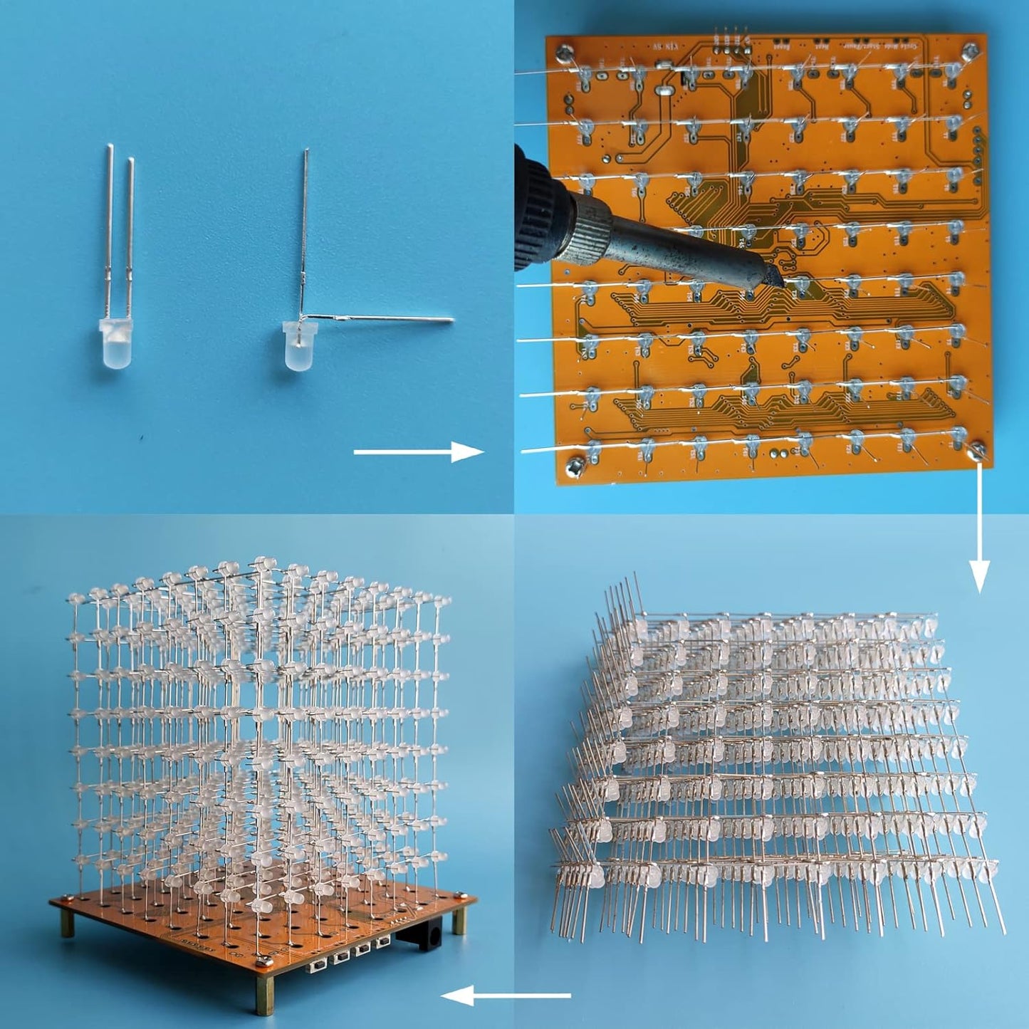 MINI 3D Led Cube DIY Electronics Kit Soldering Project Kit (3D8MINI-MULTI-KIT)