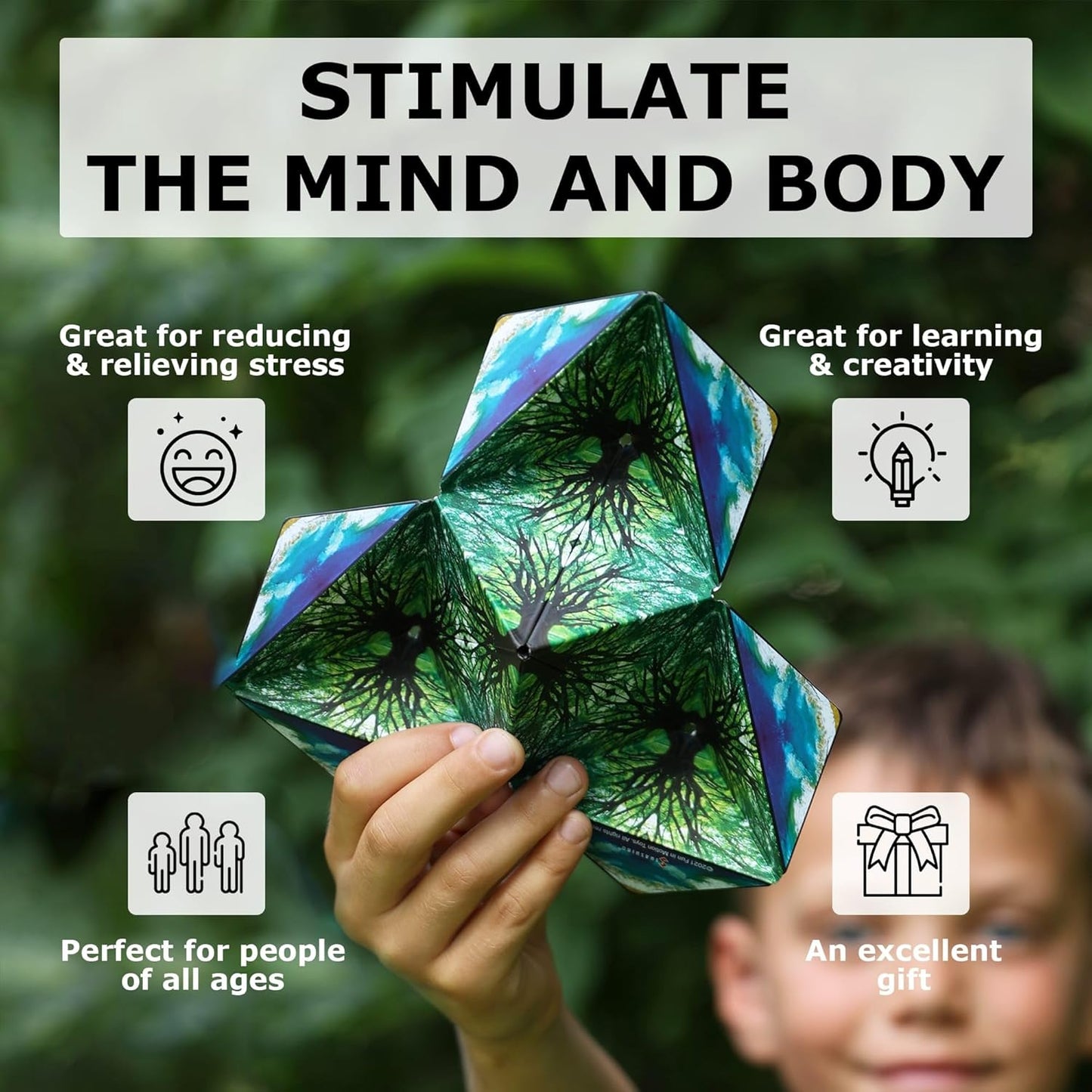 Shashibo Shape Shifting Box - Award-Winning Fidget Toy w/ 36 Rare Earth Magnets - Fidget Cube Transforms Into Over 70 Shapes, Sensory Toy Gift for Kids, Teens, and Adults (Confetti)
