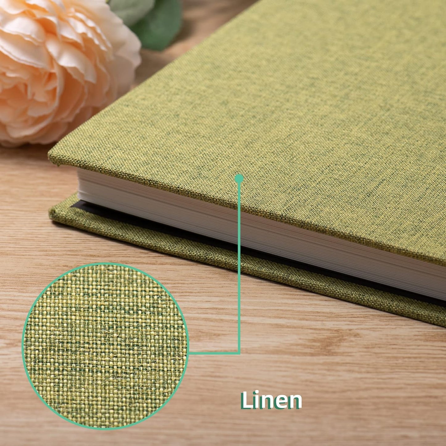 Large Photo Album Self Adhesive Scrapbook Album for 4×6 5×7 8×10 Pictures DIY Magnetic Linen Cover Album 60 Pages for Family Wedding Gifts with Metal Pen and Plastic Board