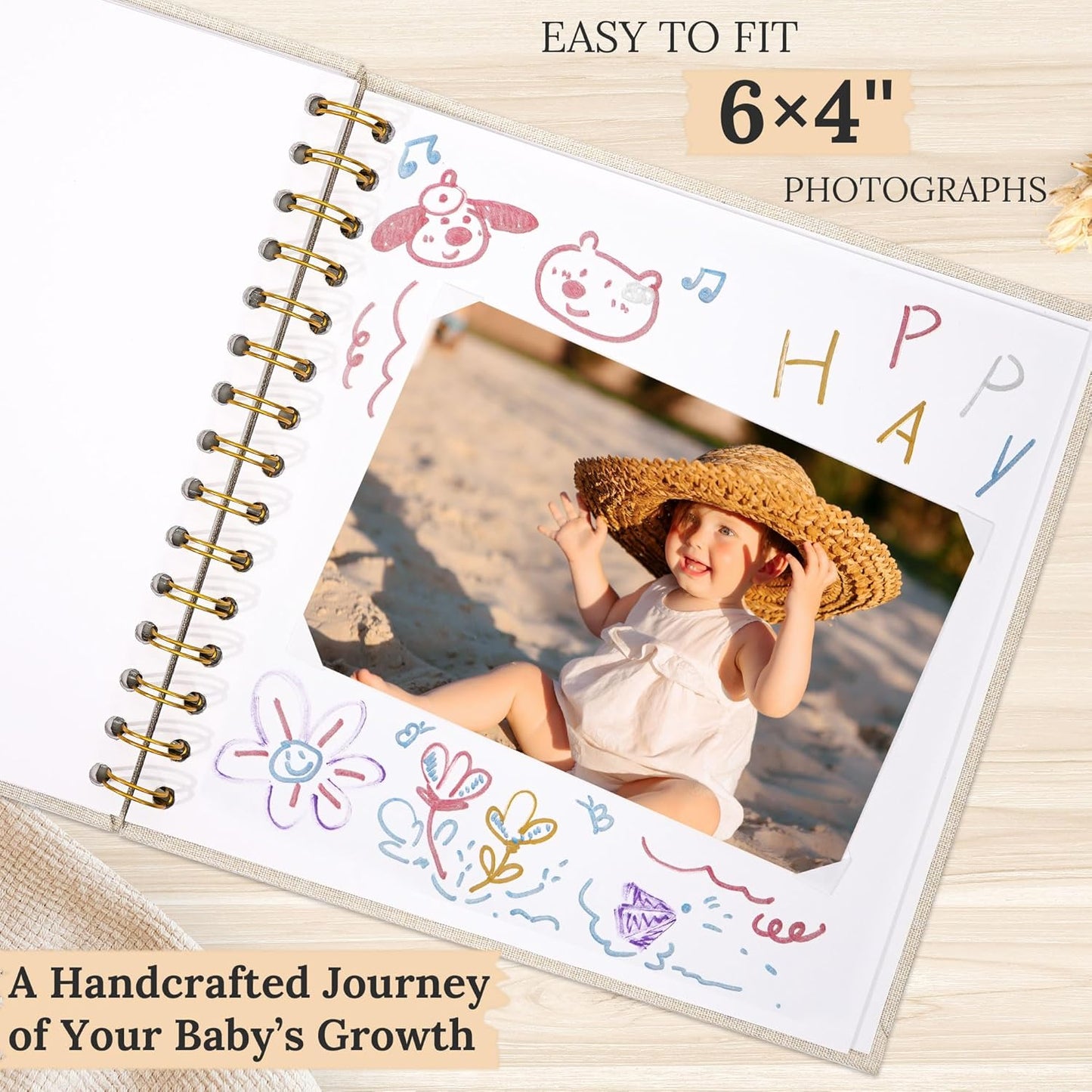 Scrapbook Photo Album Linen Cover, 8 x 8 Inch Hardcover Kraft White Pages Memory Book, for Travel Wedding Guest Book Christmas Baby Shower (20 Sheets/ 40 Pages,Grassgreen)